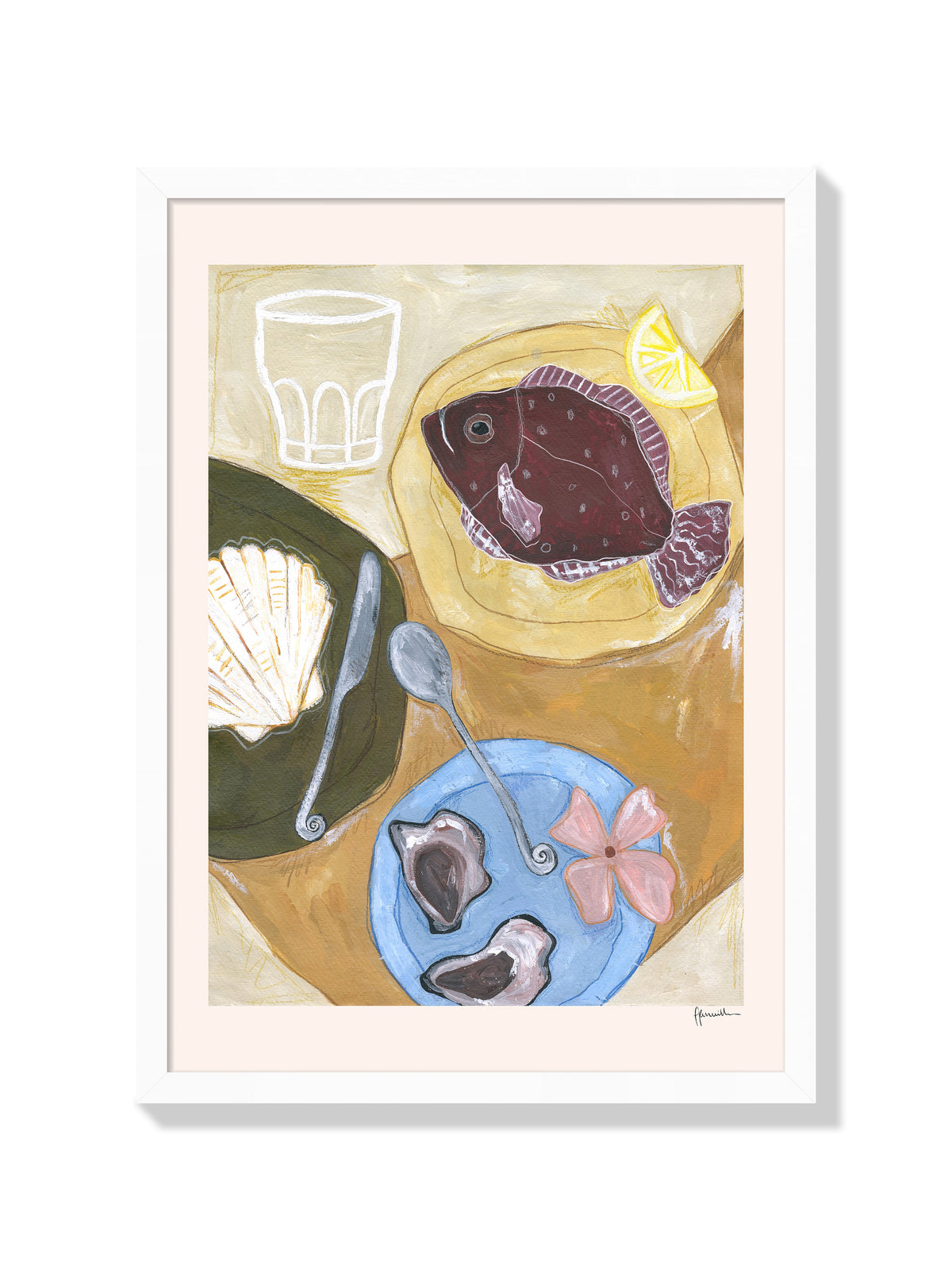 Oysters, Fish & Flowers - Frankie Penwill - White Frame |frame=White Frame|