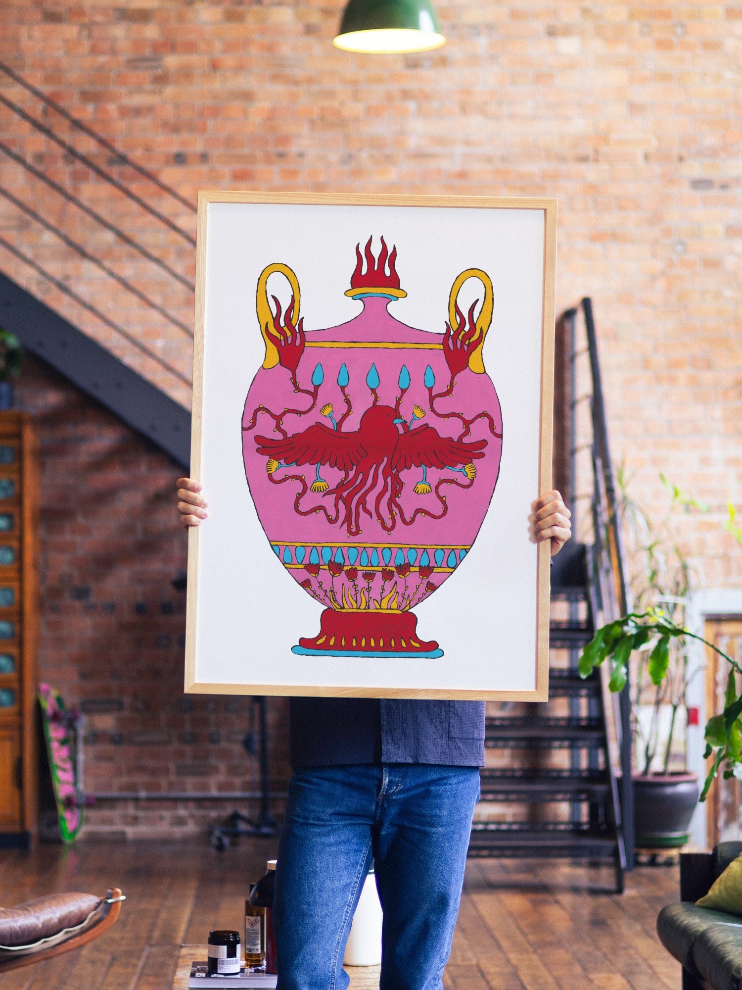 Rising in Flames - Maria Barrera - A1 - Natural Wood Frame |type=lifestyle|