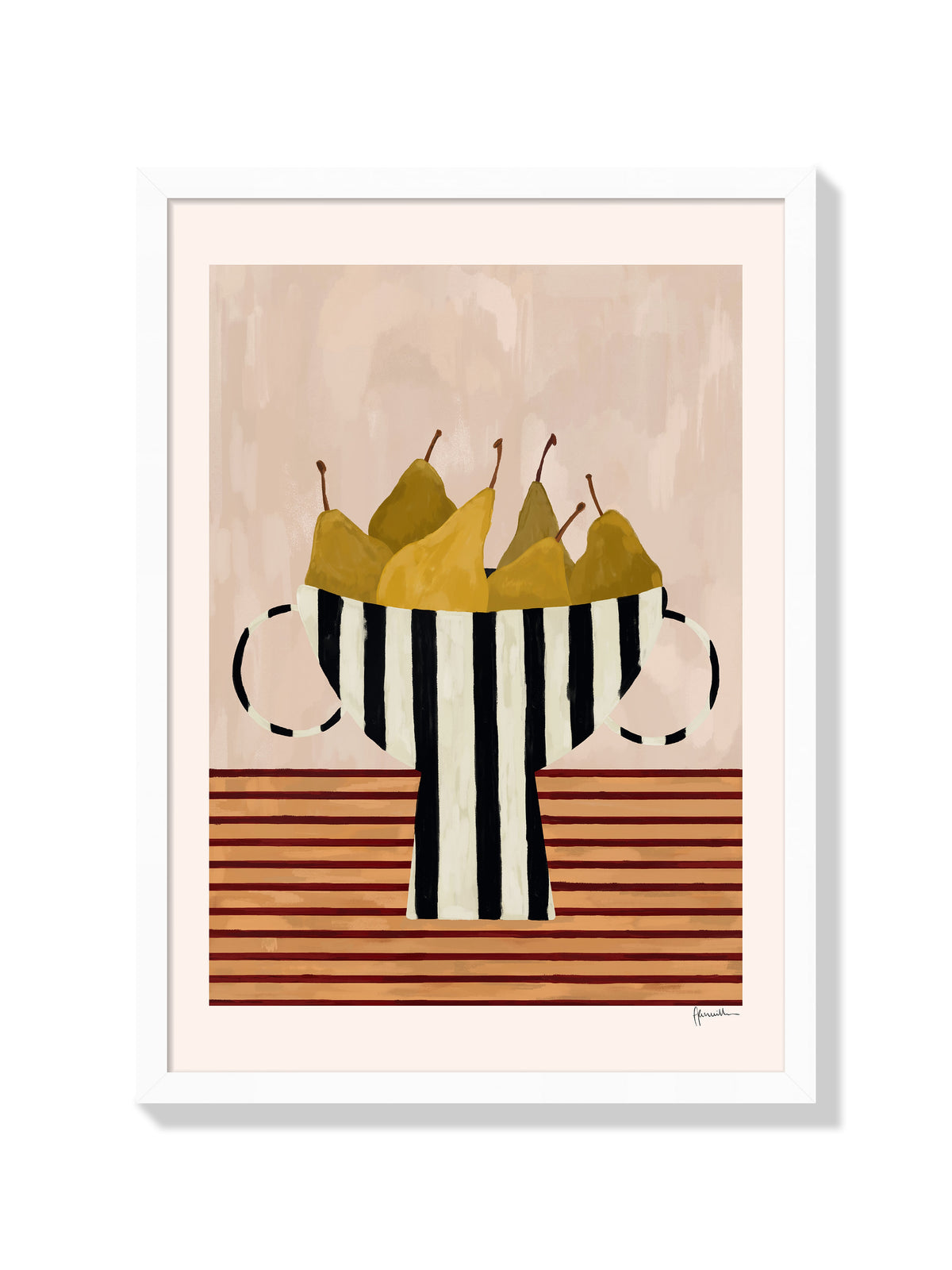 Pears In Black & White Bowl - Frankie Penwill - White Frame |frame=White Frame|