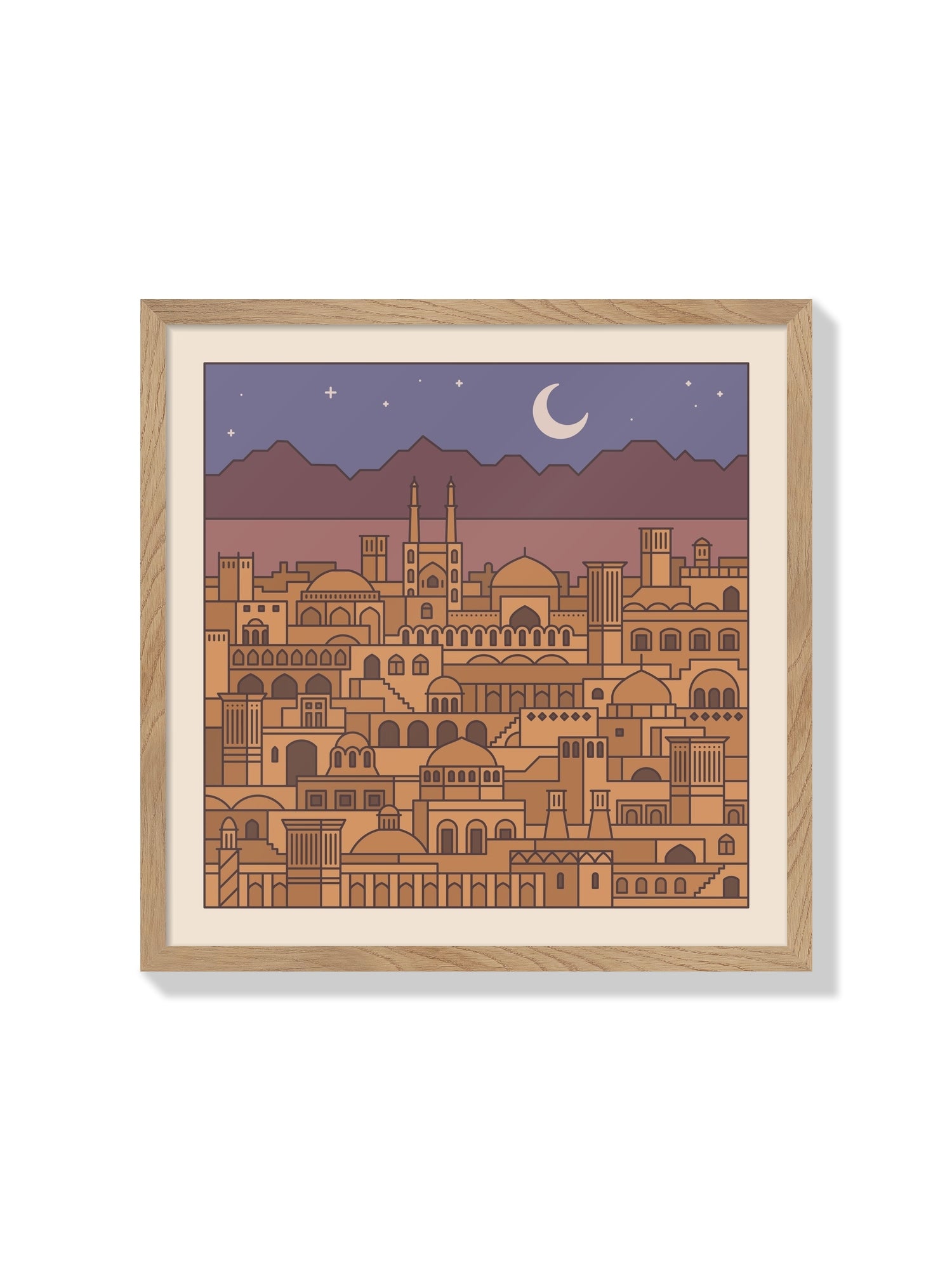 Fine art print "Settlements 06 – Yazd, Iran" by Rick Crane, displayed in a natural frame. |frame=Natural Frame|