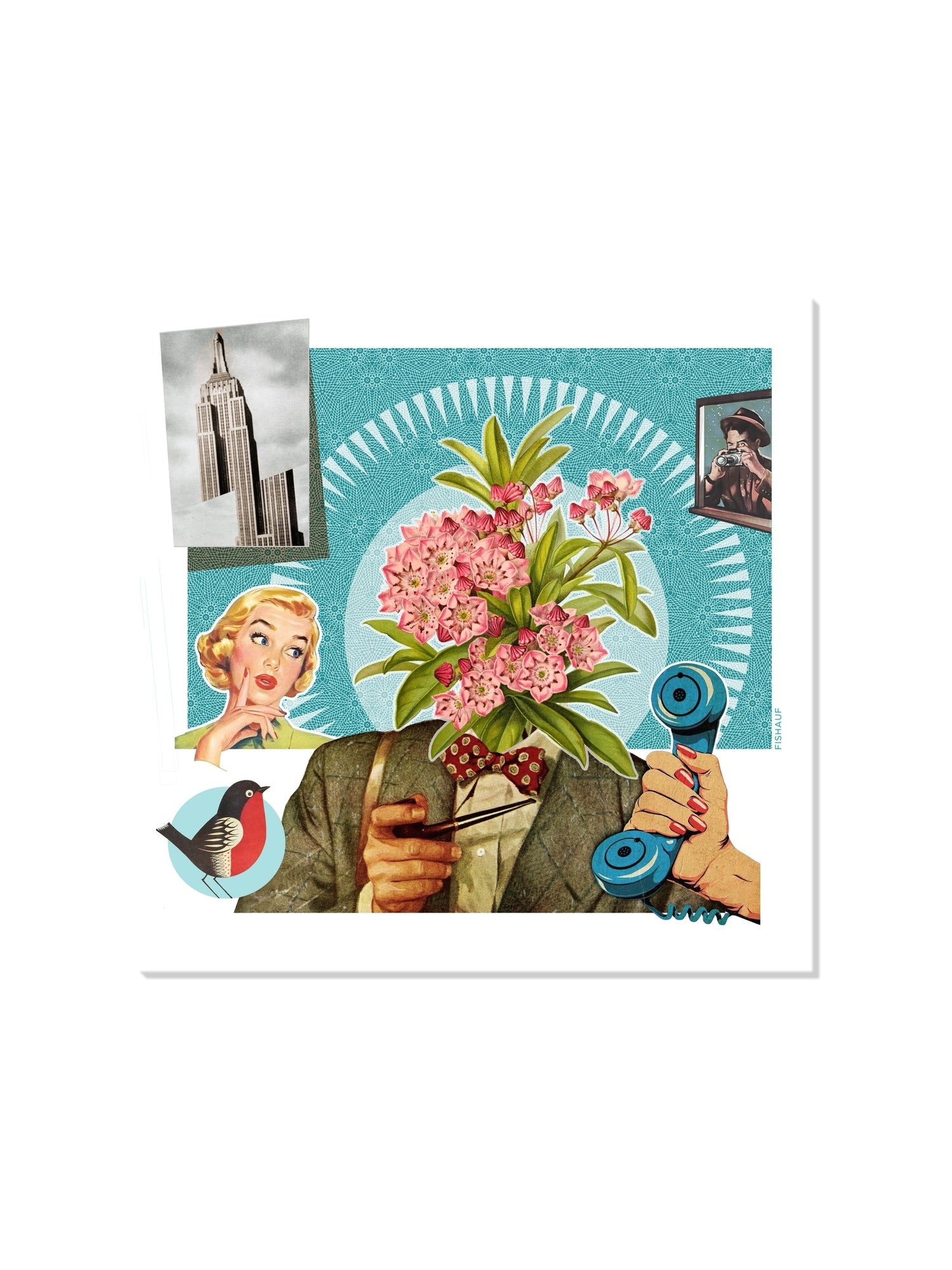 Fine art print "TELEPHONE" by Louis Fishauf displayed unframed. |frame=Unframed|