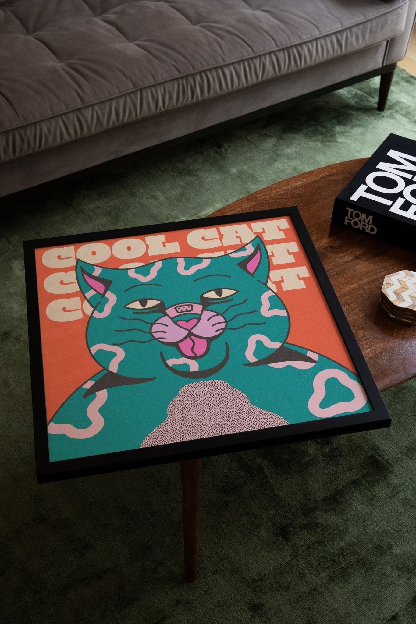 Cool Cat - Green - Azaazelus - East Side Studio - Art Prints