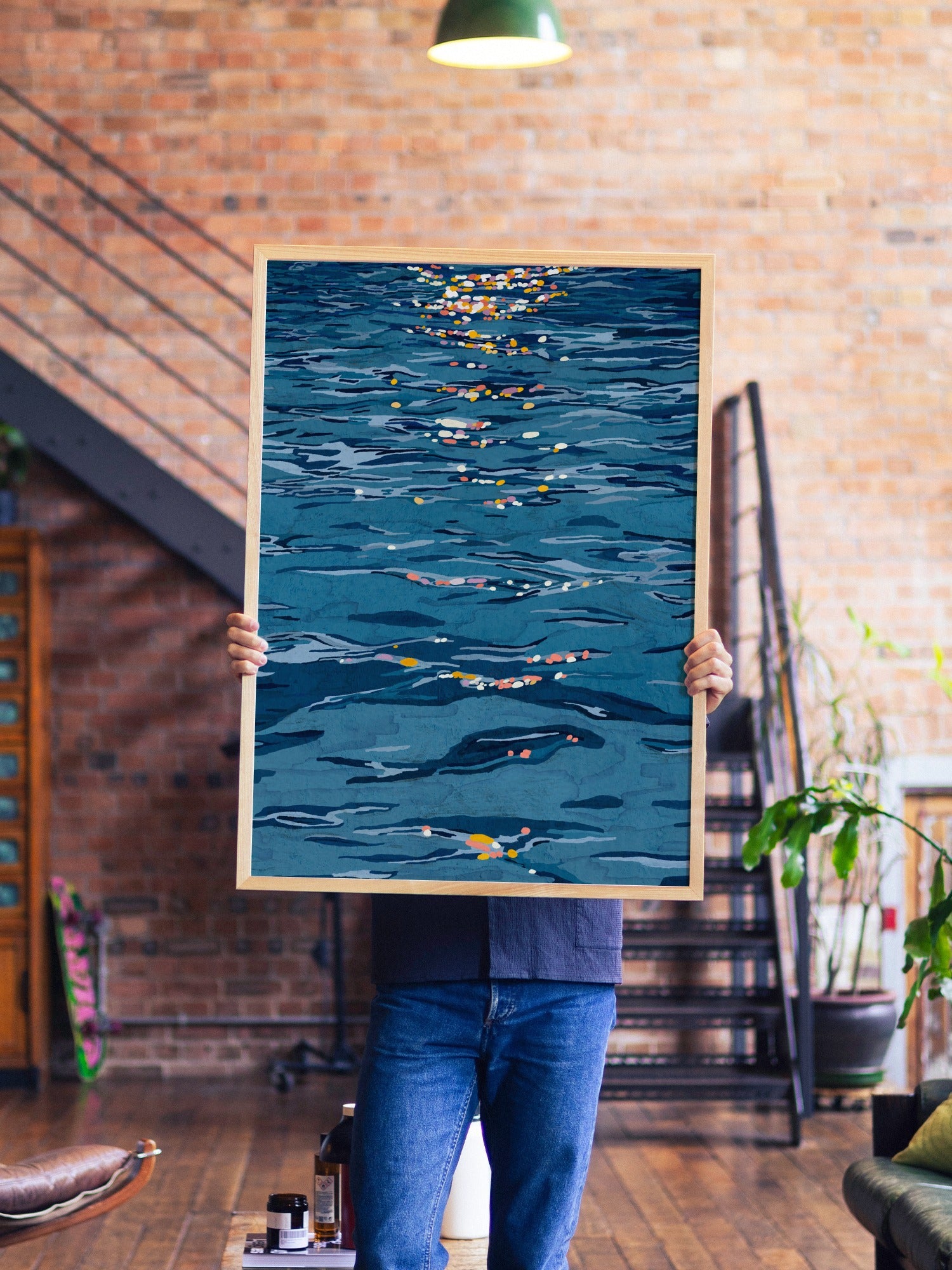 The Sea - Sophie Deller  - A1 - Natural Wood Frame |type=lifestyle|