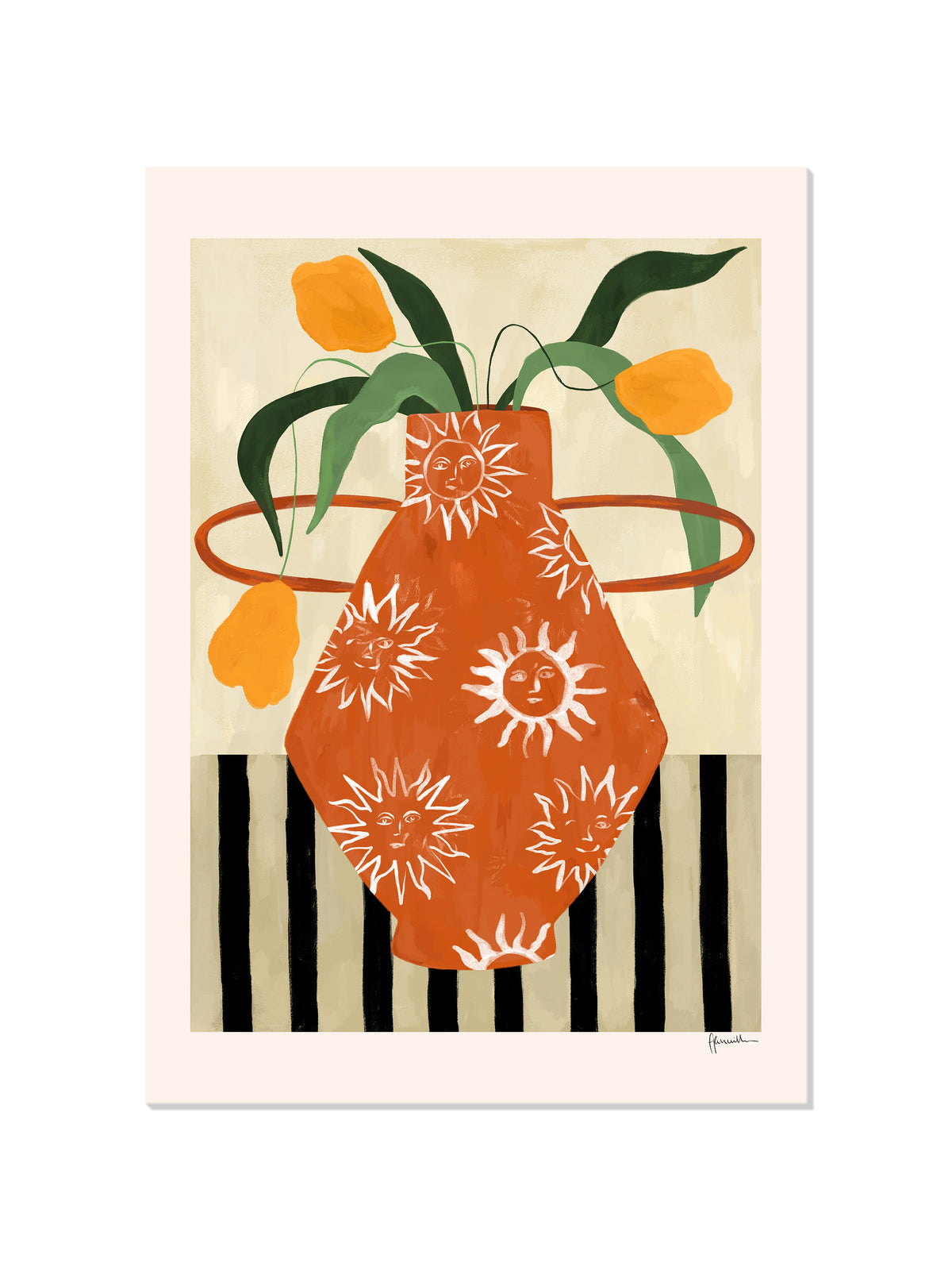 Yellow Flowers In Sun Vase - Frankie Penwill - Unframed |frame=Unframed|
