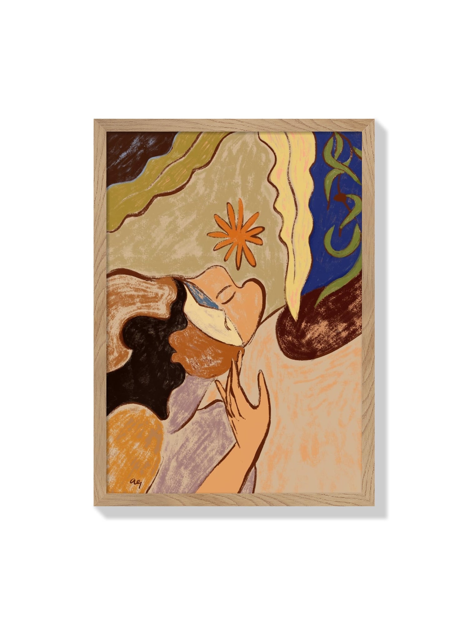 "Meet Myself" by Arty Guava fine art print in natural frame |frame=Natural Frame|