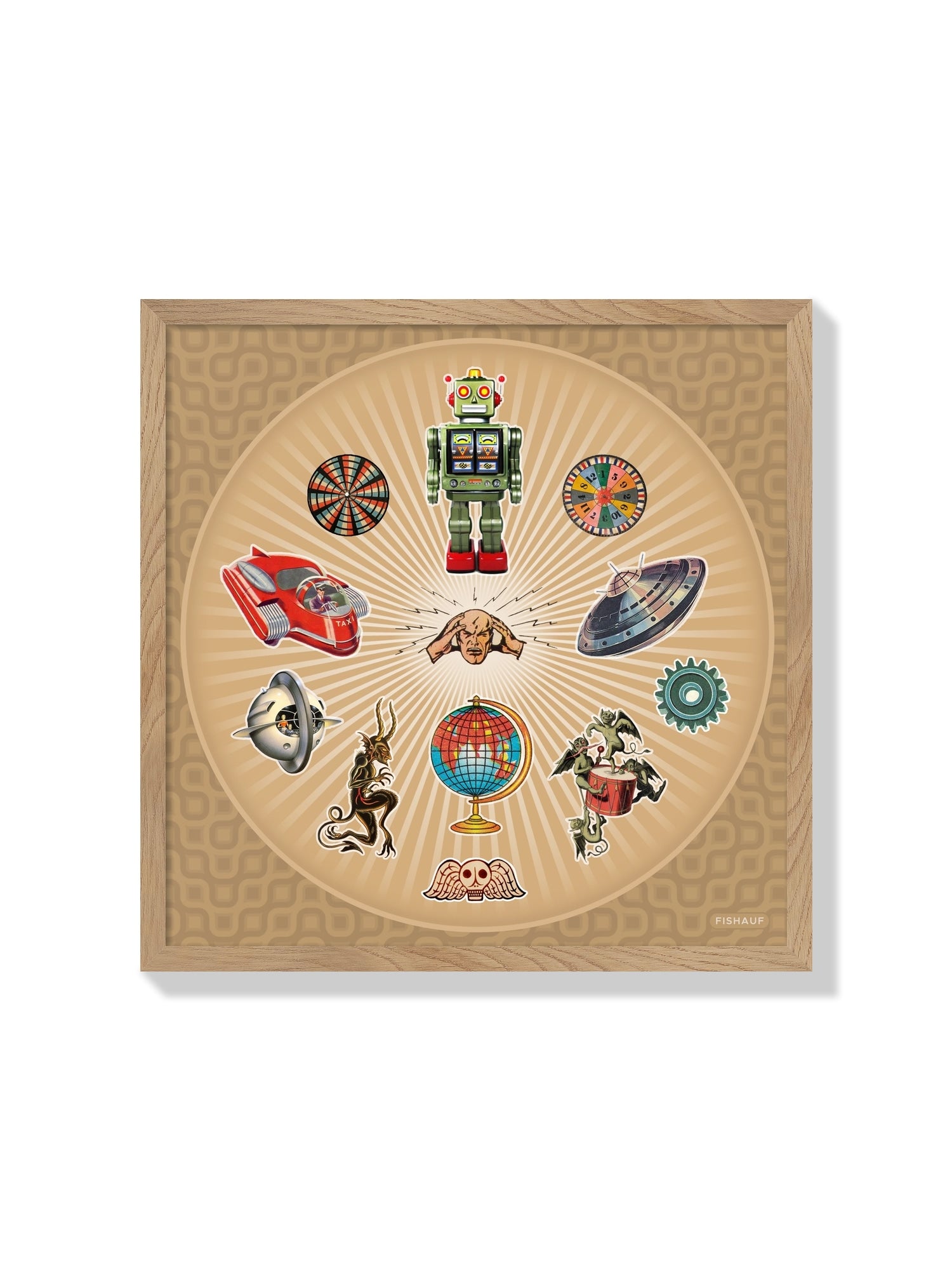 "BRAINIAC" fine art print by LOUIS FISHAUF in Natural Frame |frame=Natural Frame|
