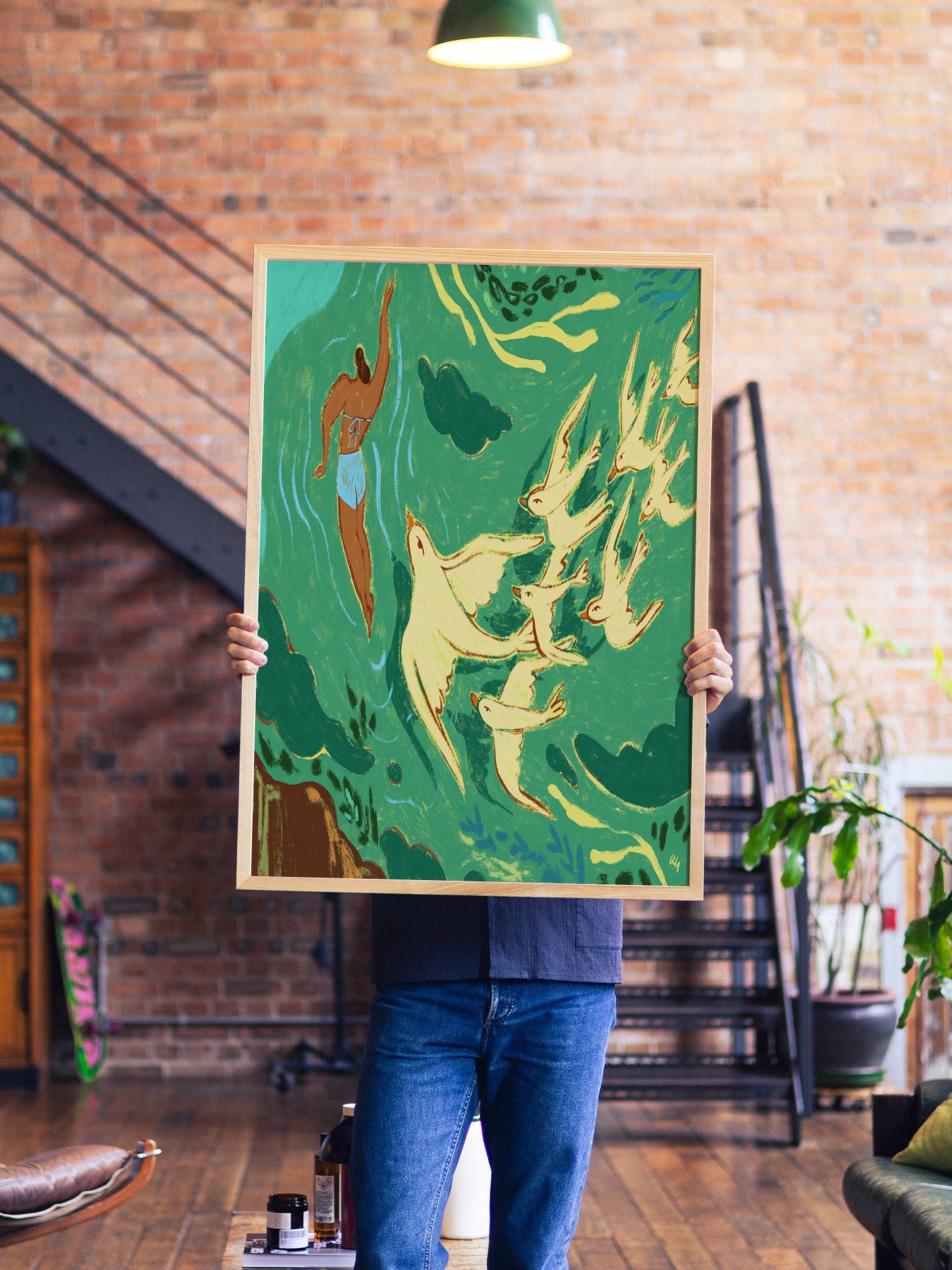 Swept Away - Arty Guava - A1 - Natural Wood Frame |type=lifestyle|