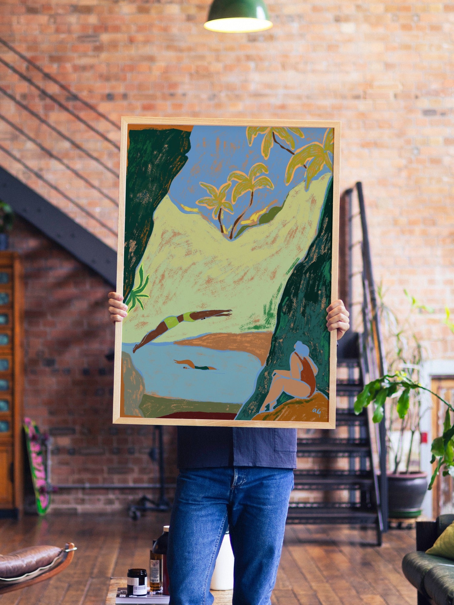 Take The Leap - Arty Guava - A1 - Natural Wood Frame |type=lifestyle|