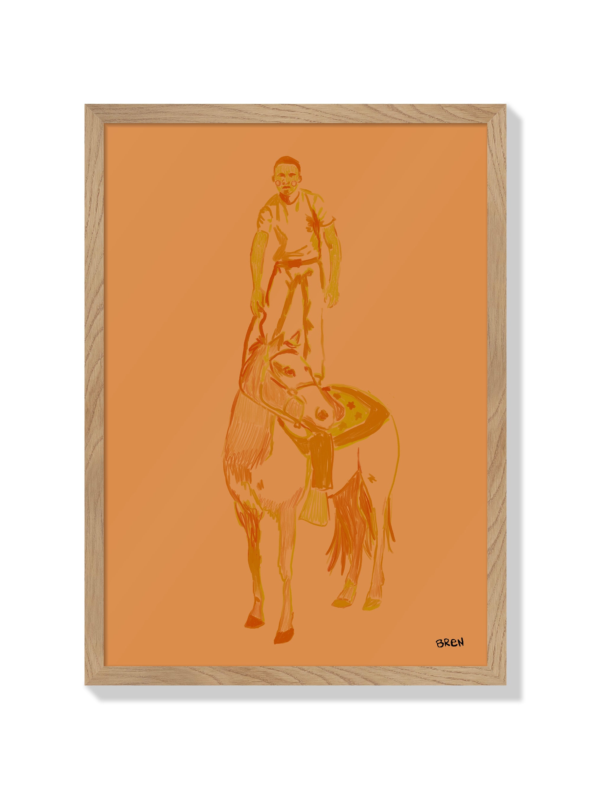 Man Standing on Horse - Scared of Moths - Natural Frame |frame=Natural Frame|
