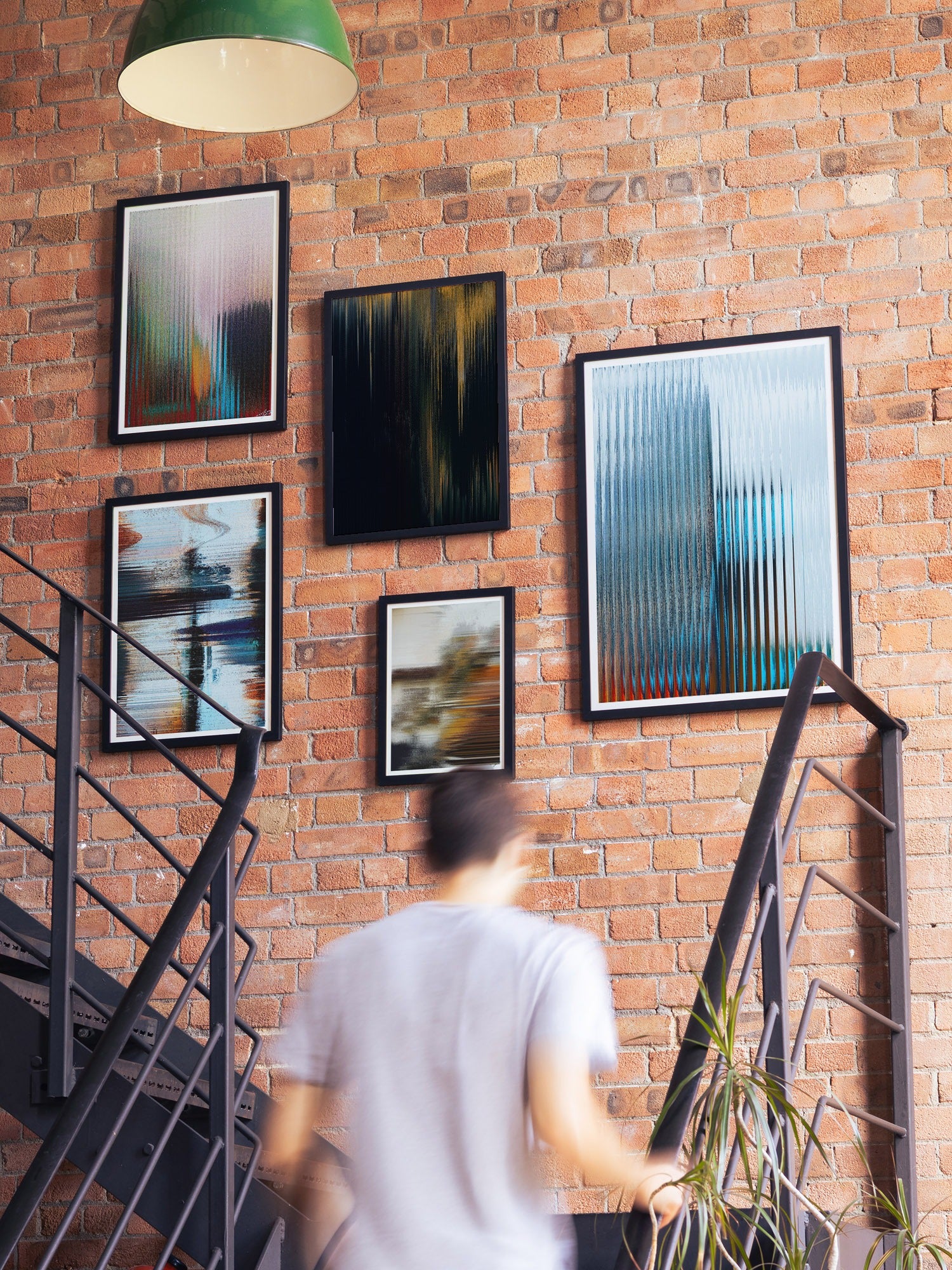 "Glitch 26.303 On Hold" by Aaron Borchardt, fine art print in black frame displayed in contemporary interior setting. |type=lifestyle|