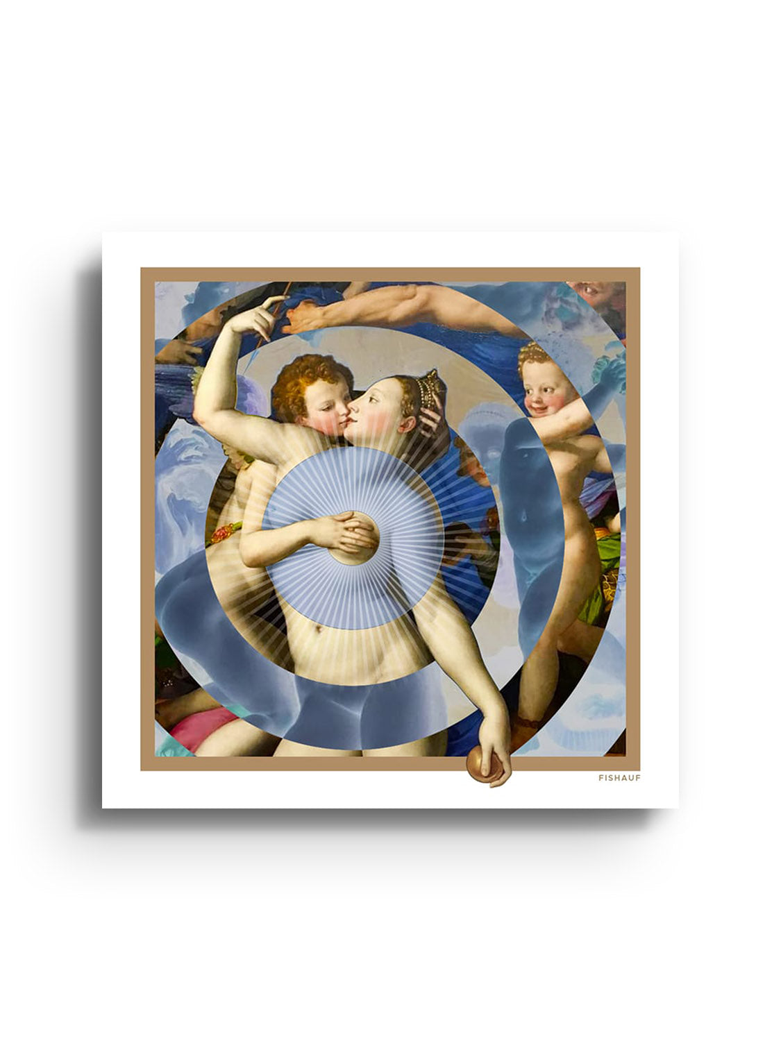 Unframed fine art print "THE KISS" by Louis Fishauf displaying modern abstract design with vibrant colors. |frame=Unframed|