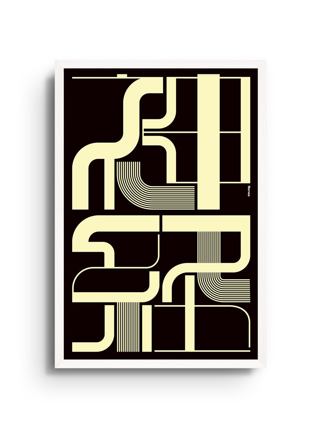 Fine art print "神経 (Nerves)" by Kenichi Minami displayed in white frame.