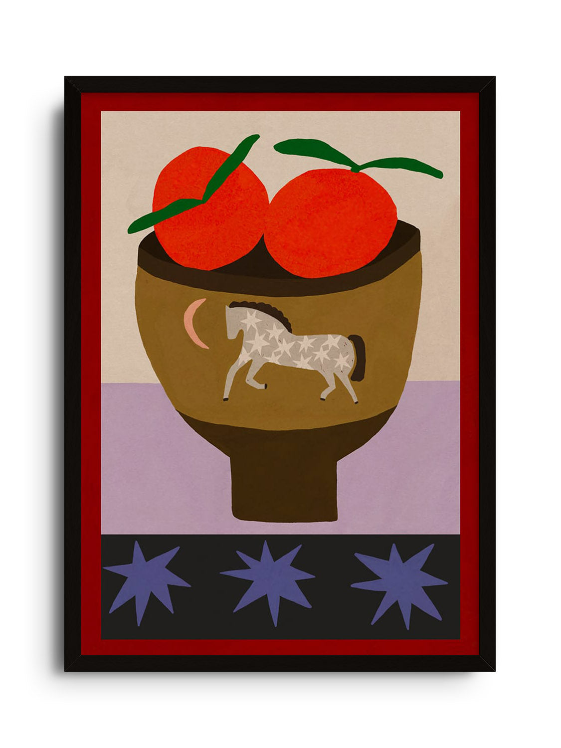 Fine art print "Oranges In A Vase" by Sophie Deller in black frame displaying vibrant oranges in a vase. |frame=Black Frame|