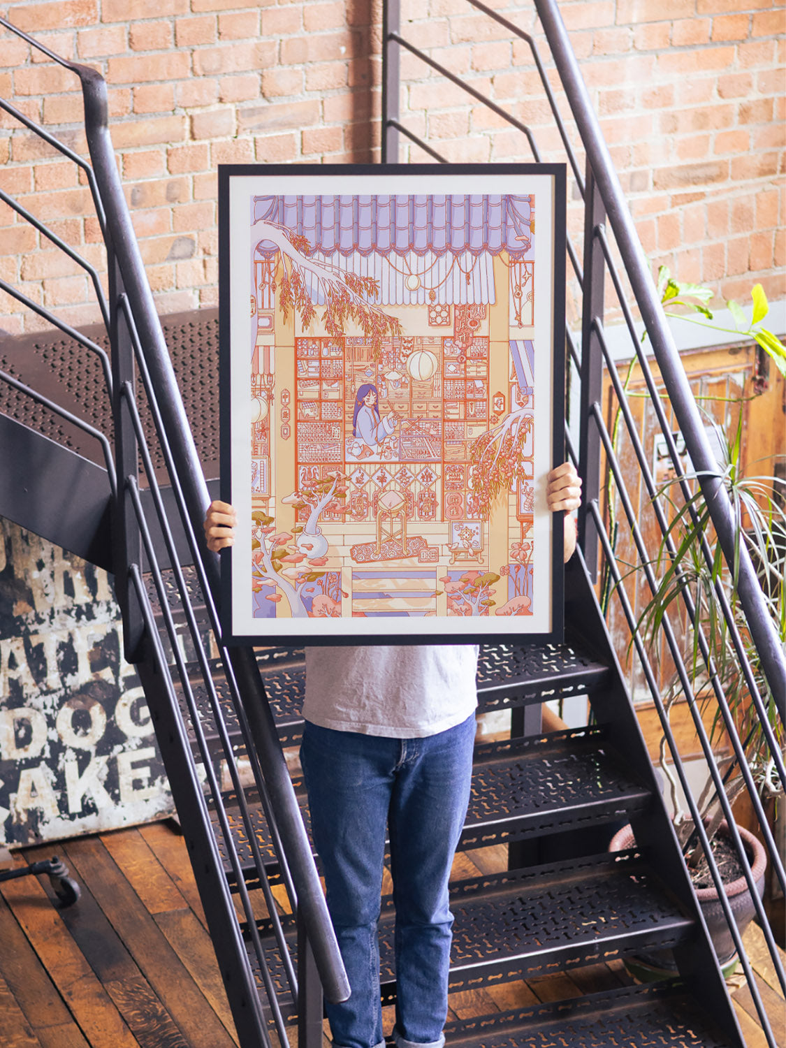 "Mahjong Carver by Laureneely displayed in white frame within a styled interior setting" |type=lifestyle|