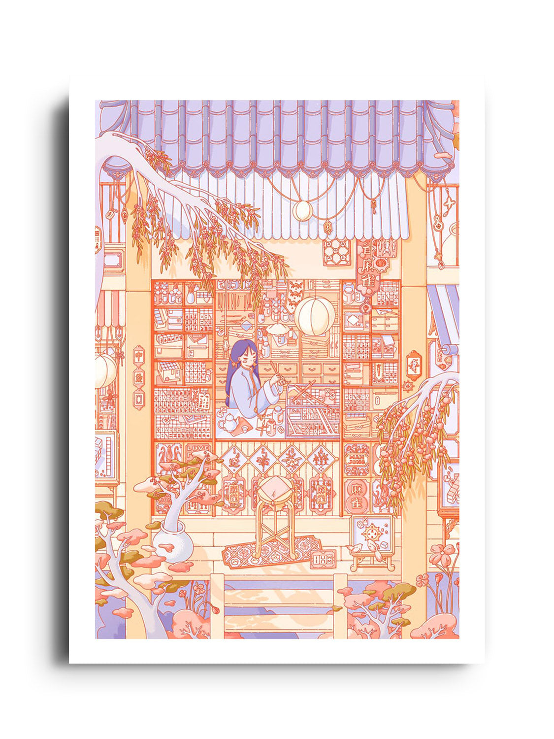 "Mahjong Carver" fine art print by Laureneely, displayed unframed. |frame=Unframed|