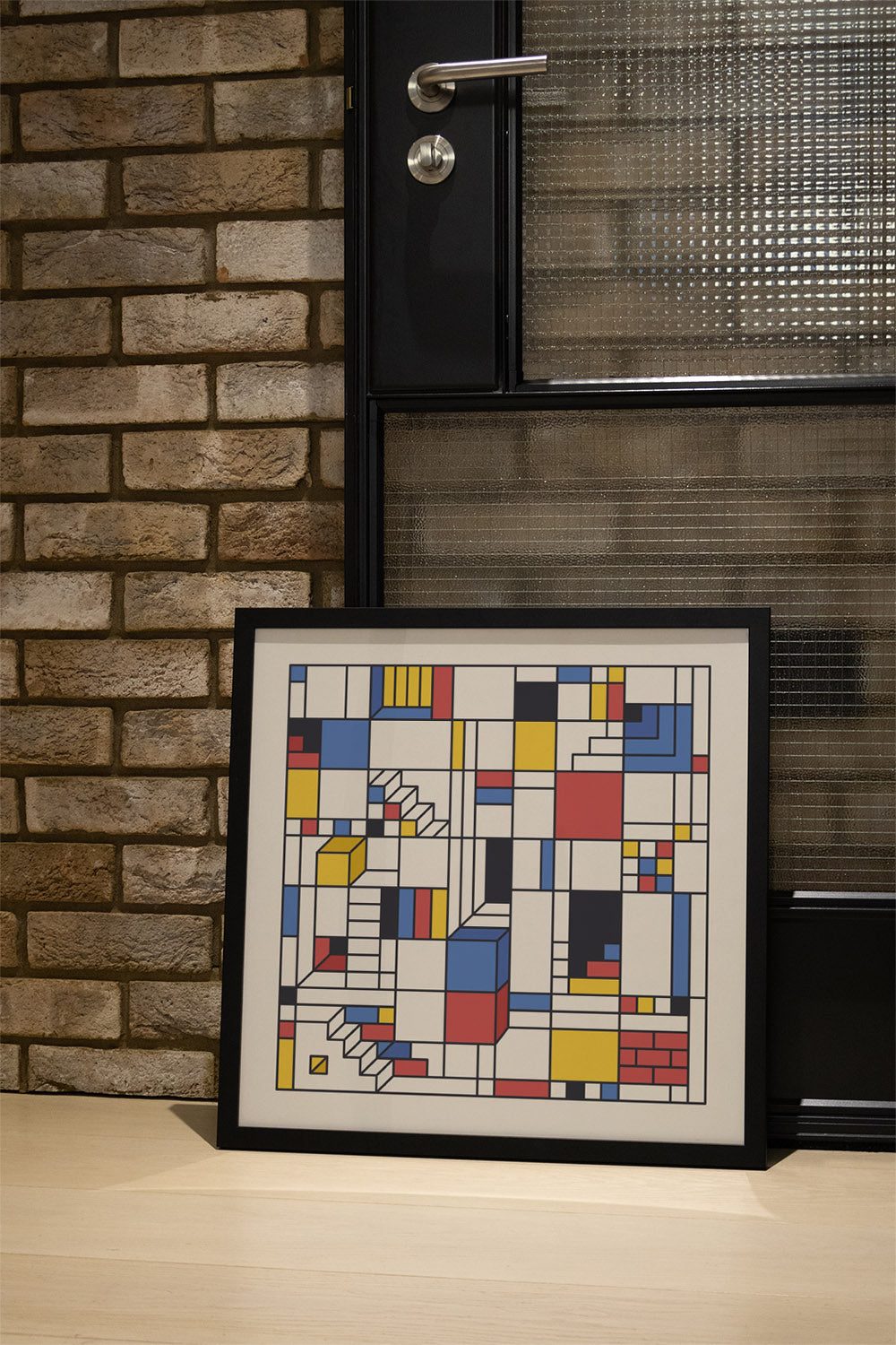 "Piet's Trap" by Rick Crane displayed in an elegant interior, fine art print in black frame. |type=lifestyle|