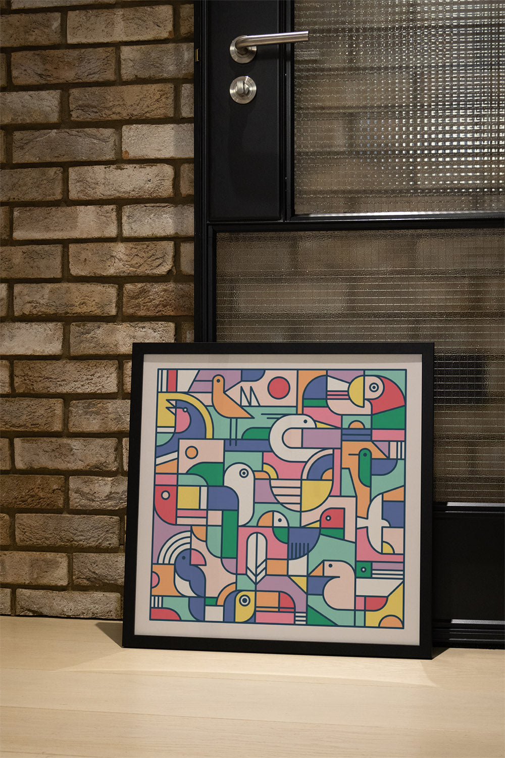 "Nature Study – Ornithology" by Rick Crane, fine art print in black frame displayed in styled interior setting. |type=lifestyle|