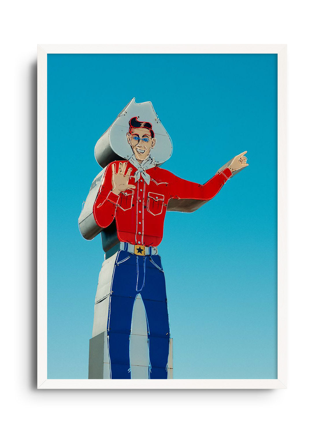 "Head West, Texas" by Philip Jobling, fine art print in white frame