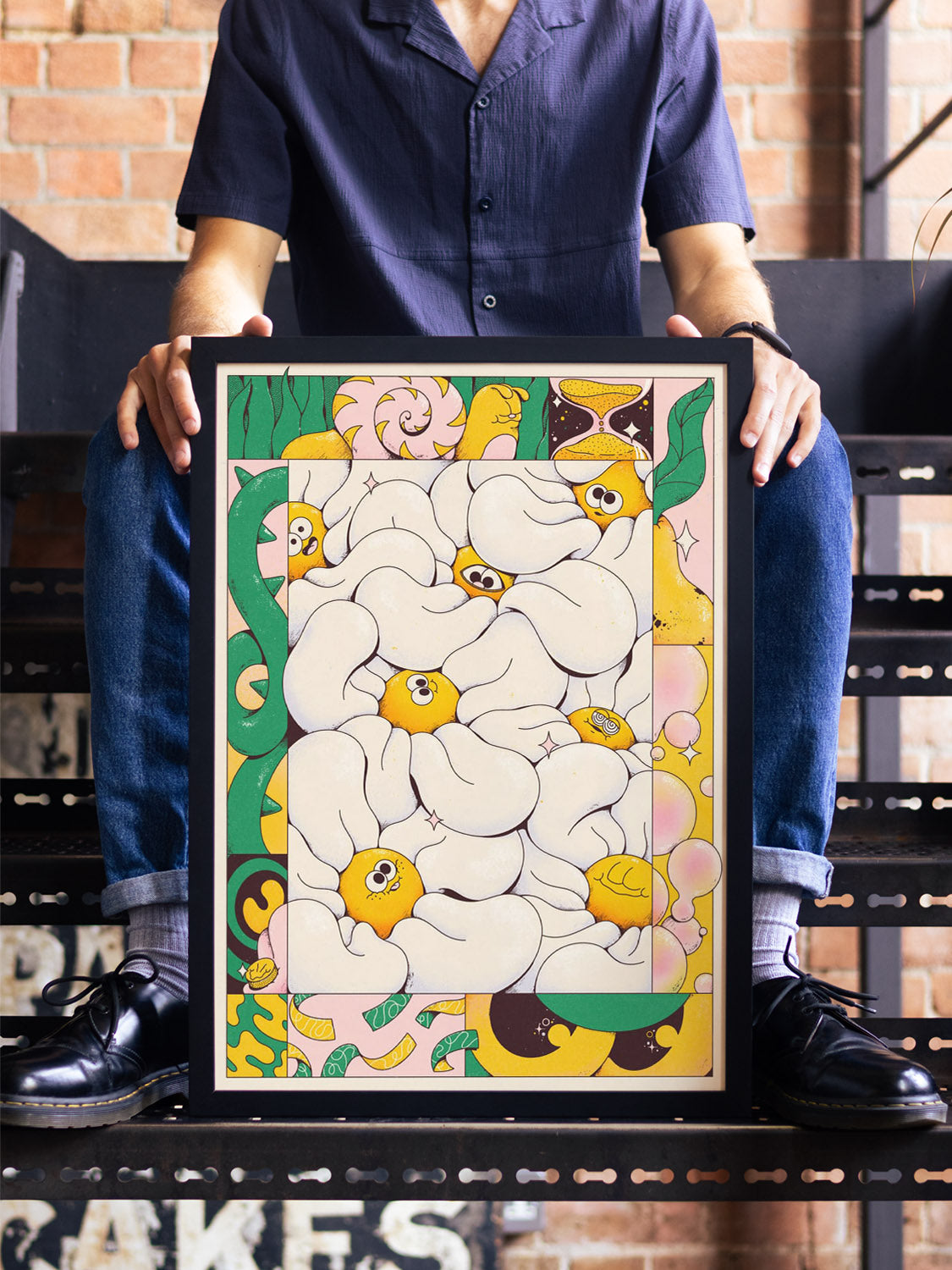 "We Are Connected" by My Sunbeam displayed in black frame in styled interior. |type=lifestyle|