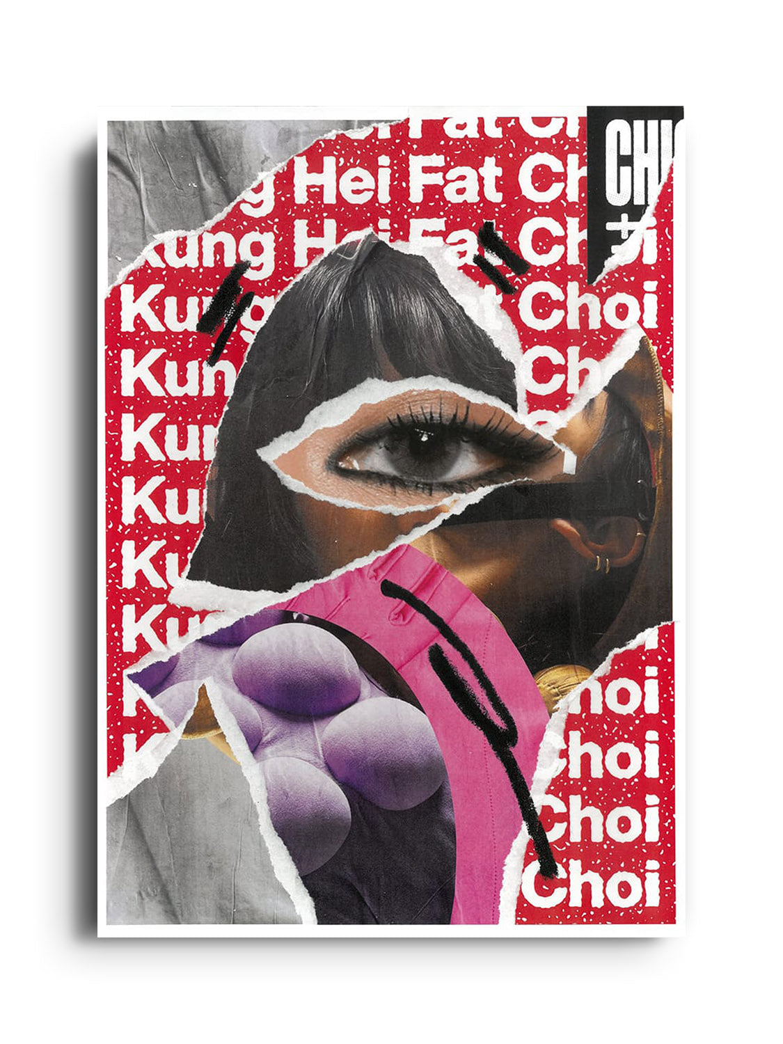 "Kung Hei Fat Choi" by Chico Leong, unframed fine art print, vibrant design celebrating Chinese New Year in red and gold. |frame=Unframed|