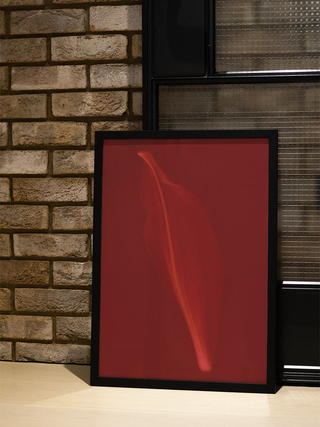 "Petal by Simran Pravin art print in a styled interior setting, displayed in a black frame." |type=lifestyle|