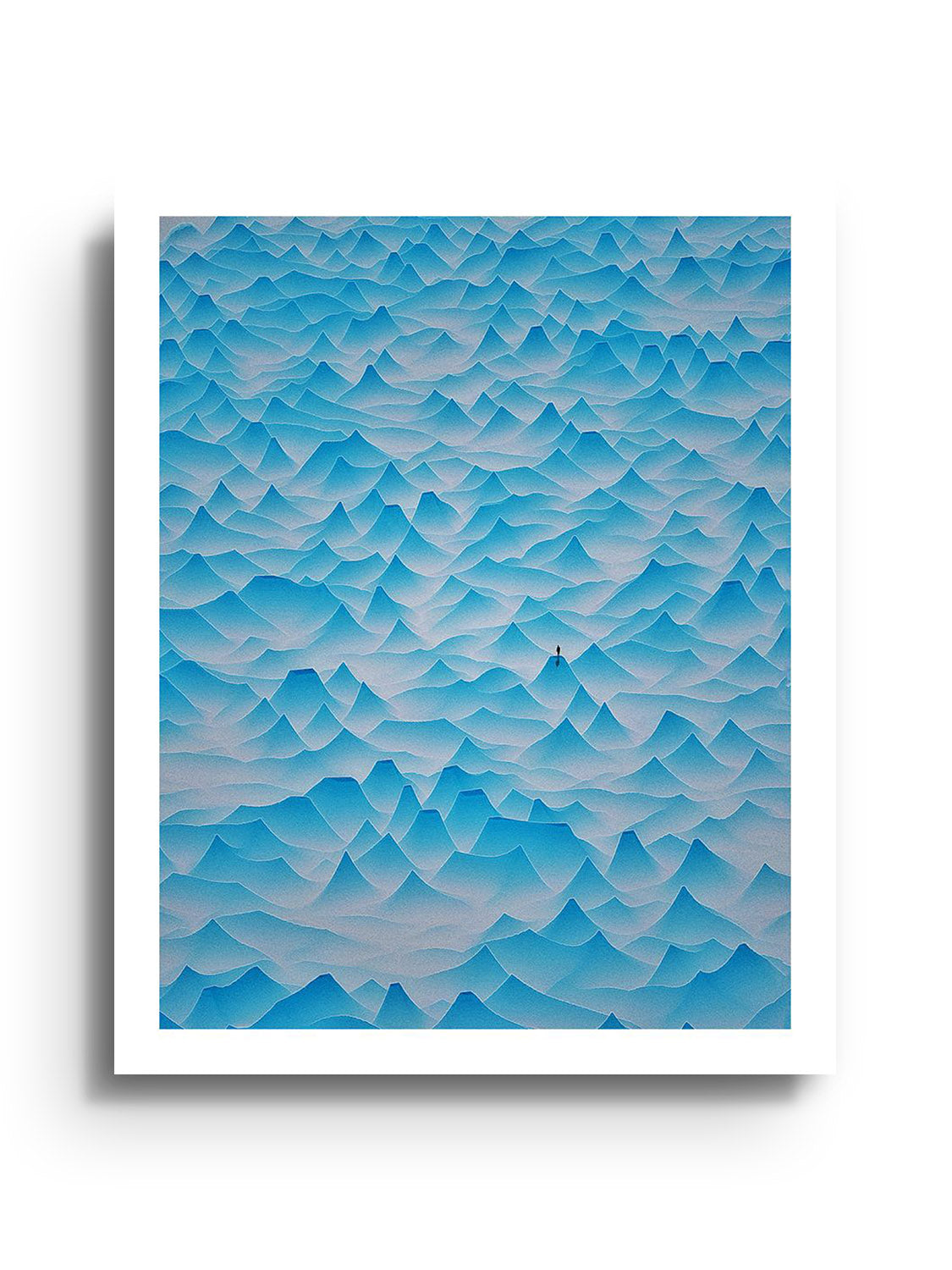 "Paper Mountains" fine art print by Michael Strevens, displayed as unframed print, showcasing abstract paper mountain design.