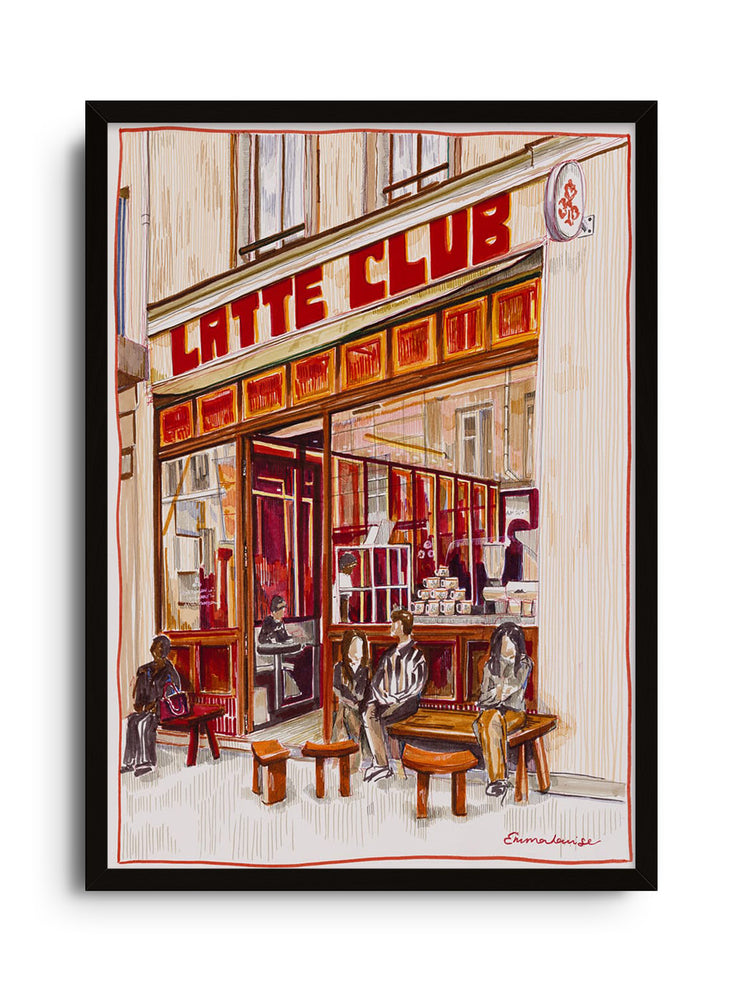 "Latte Club Paris" by Emma Louise, fine art print in black frame |frame=Black Frame|