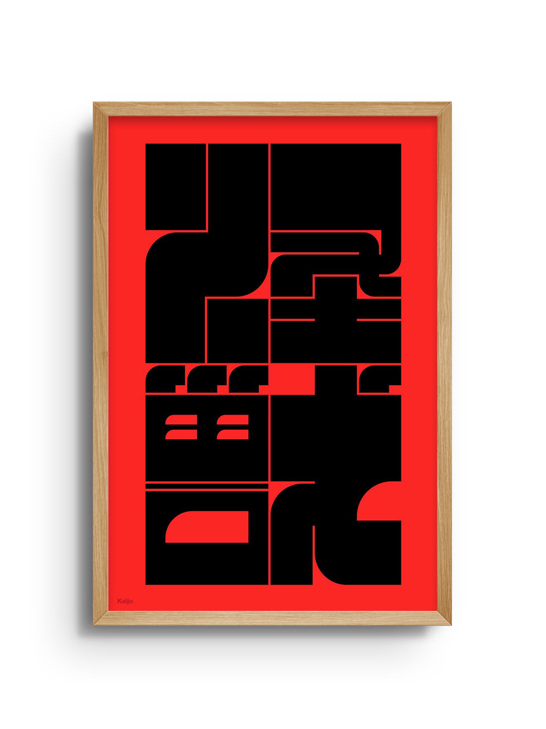 "怪獣 (Kaiju)" by Kenichi Minami in natural frame, fine art print featuring a bold depiction of a mythical creature. |frame=Natural Frame|