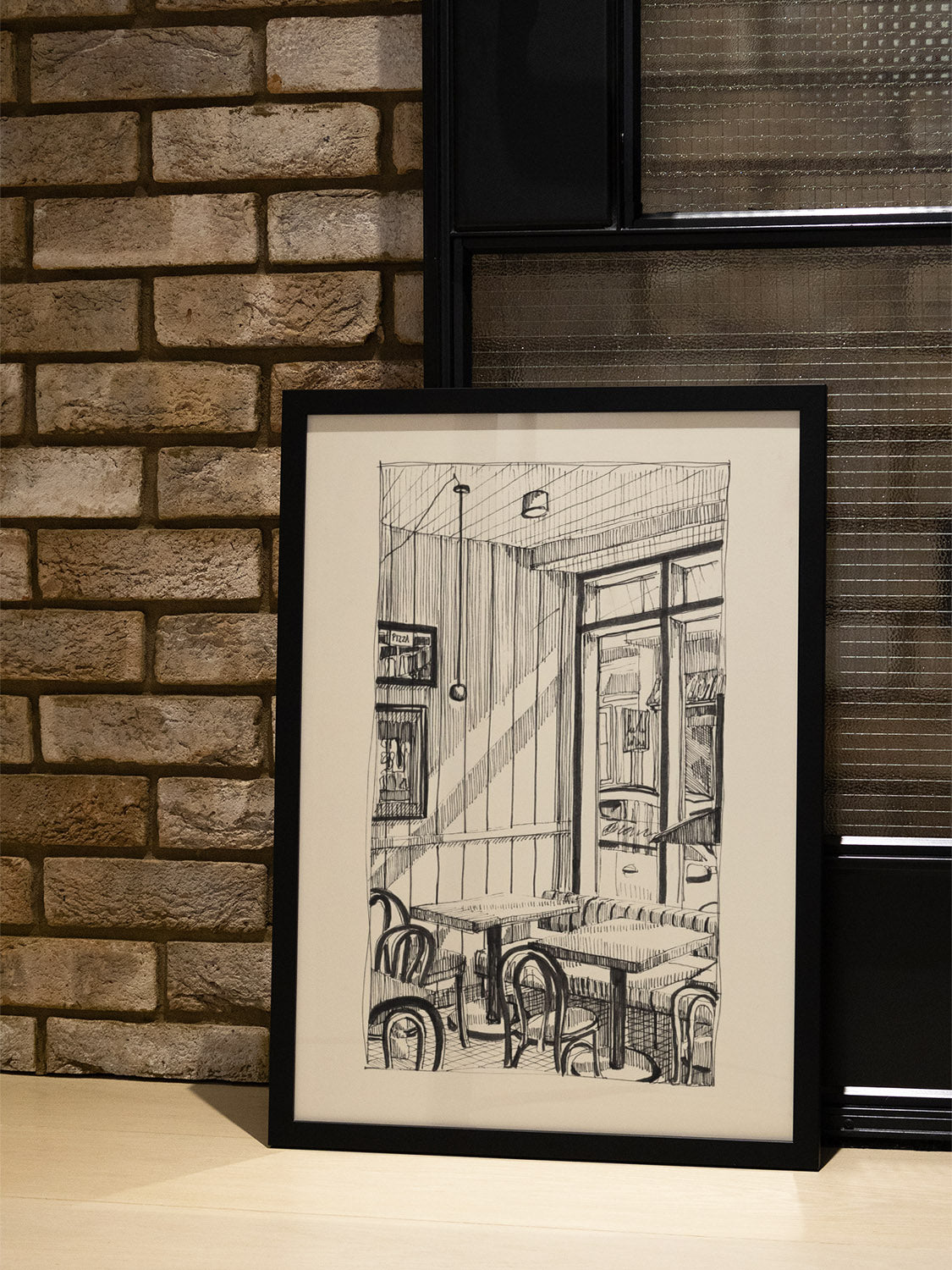 "Sun Stream" by Emma Louise in black frame displayed in living room setting, showcasing vibrant colors and dynamic composi... |type=lifestyle|