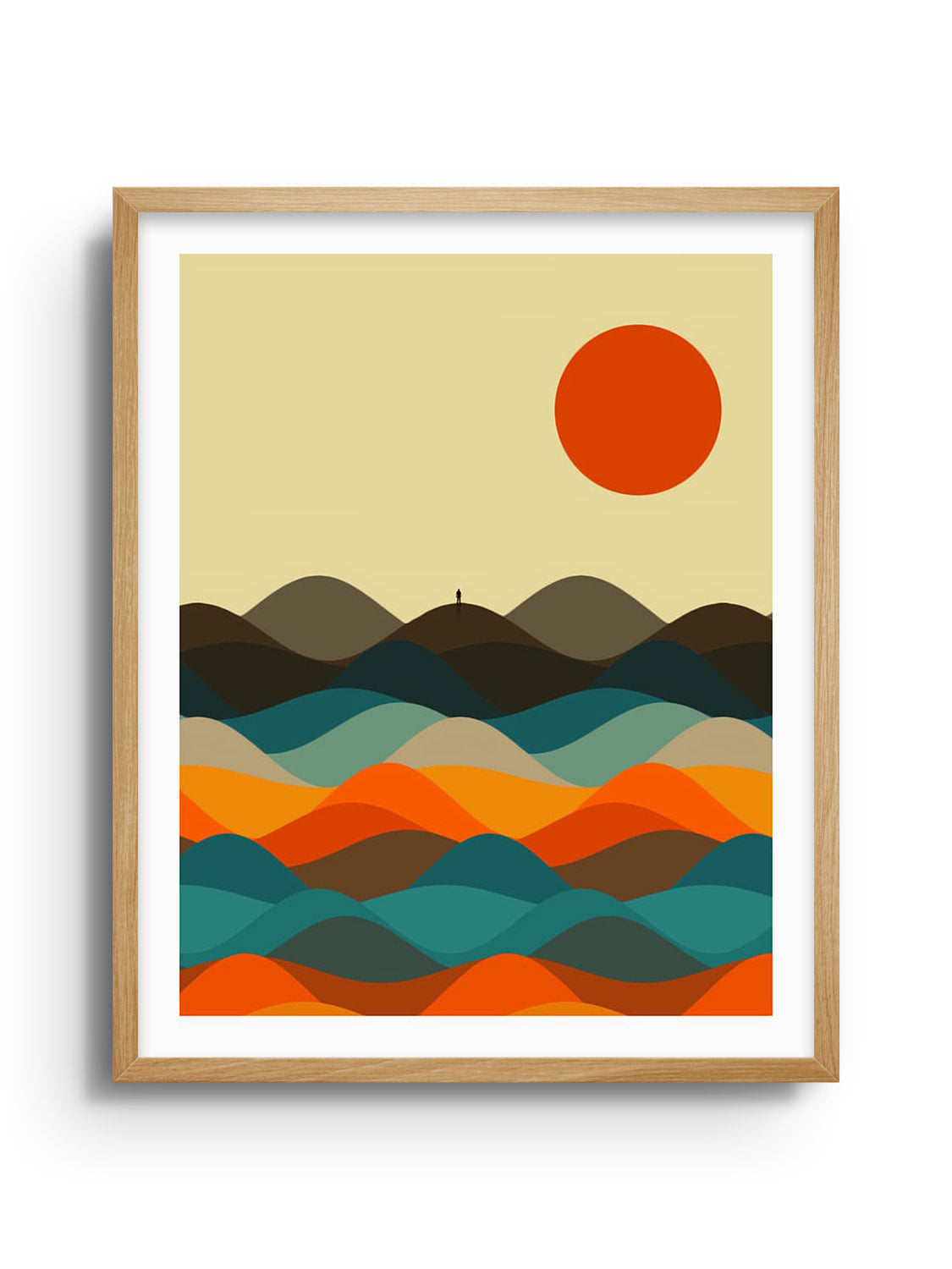 "Rolling" by Michael Strevens fine art print in Natural Frame, dynamic abstract design in a sleek wooden finish. |frame=Natural Frame|