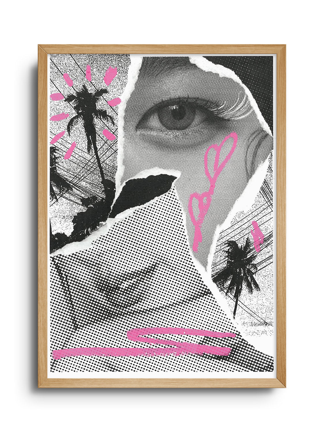 "SMILE" fine art print by Chico Leong in natural frame – modern wall art display |frame=Natural Frame|