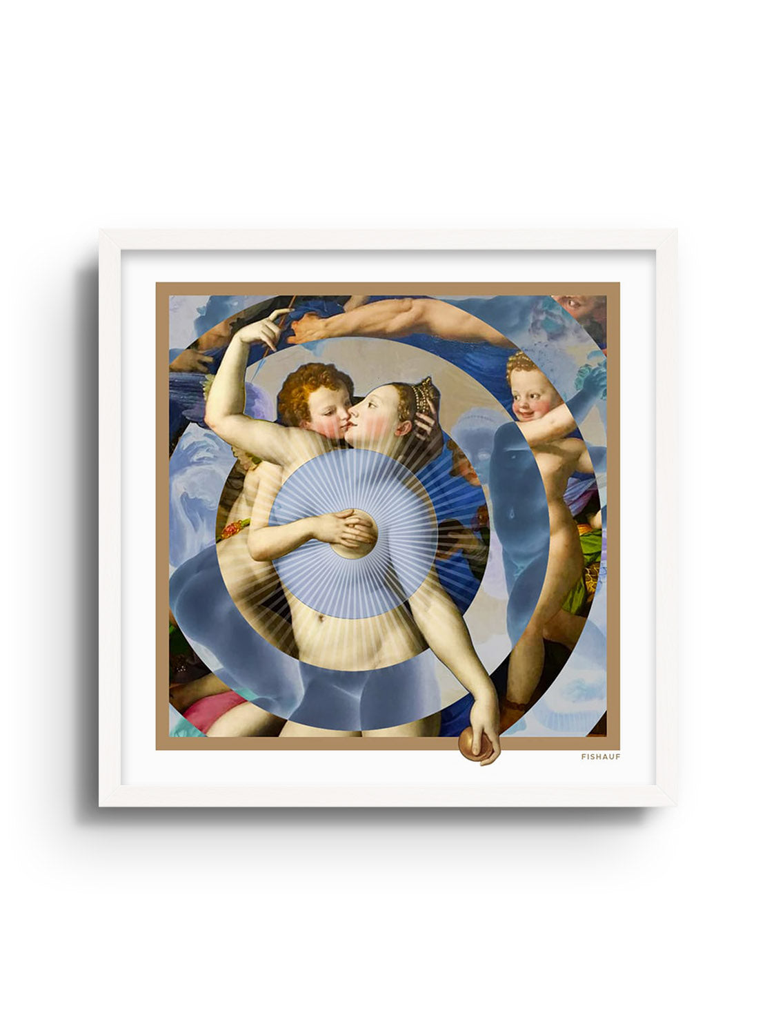 "THE KISS" by Louis Fishauf fine art print in white frame. |frame=White Frame|