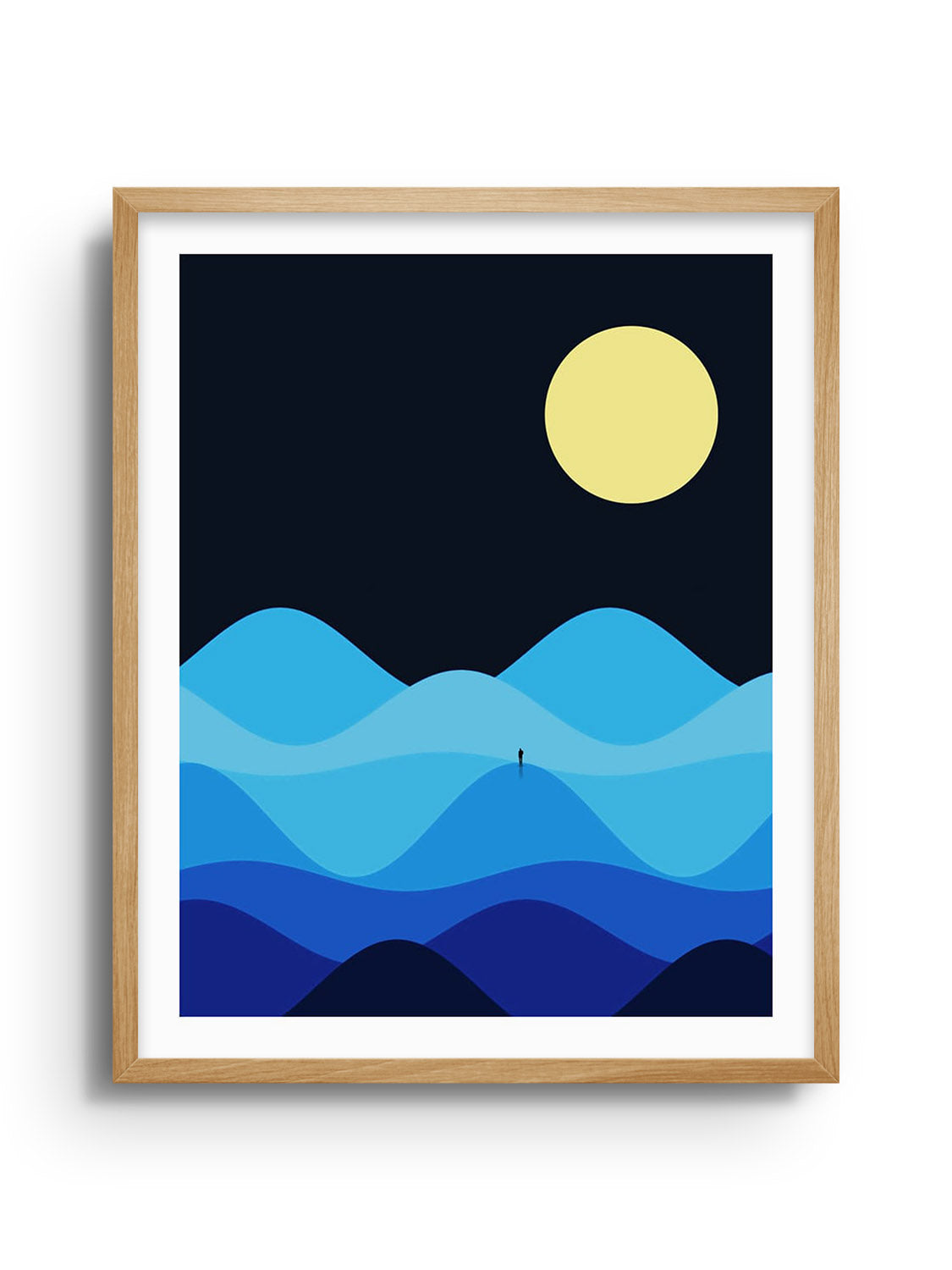 "Arrangements In Blue" by Michael Strevens, fine art print in natural frame |frame=Natural Frame|