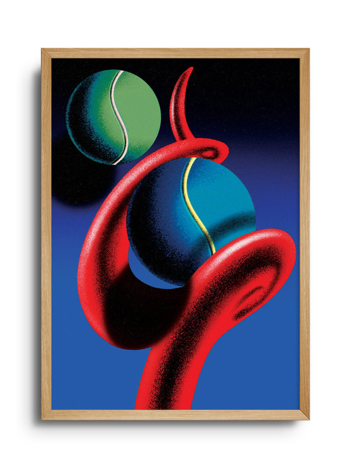 "Spiraling Game" by Sheyi Adebayo in Natural Frame, fine art print showcasing vibrant patterns and movement. |frame=Natural Frame|