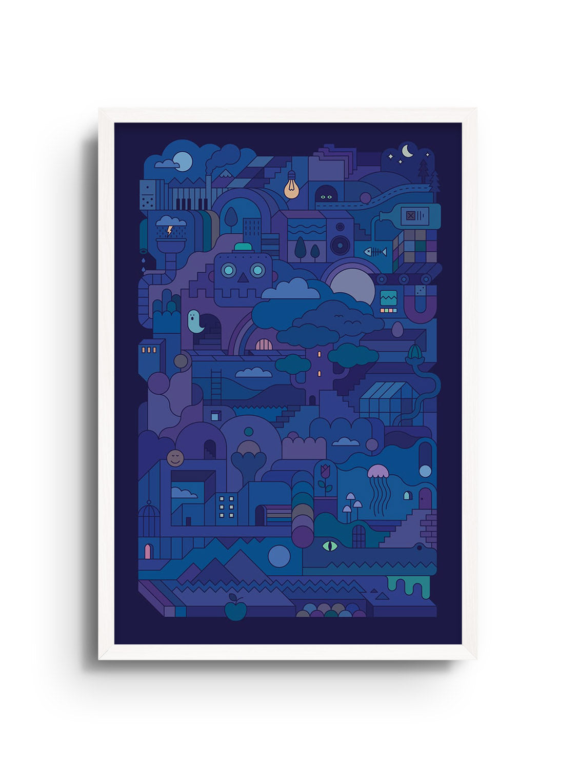 "Oneirism (Nightmare)" by Rick Crane, fine art print in a white frame, showcasing captivating dreamlike imagery. |frame=White Frame|