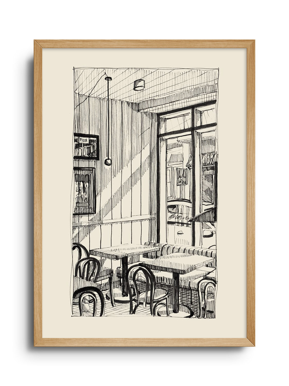 "Sun Stream" fine art print by Emma Louise in Natural Frame, vibrant landscape artwork in minimalist display |frame=Natural Frame|