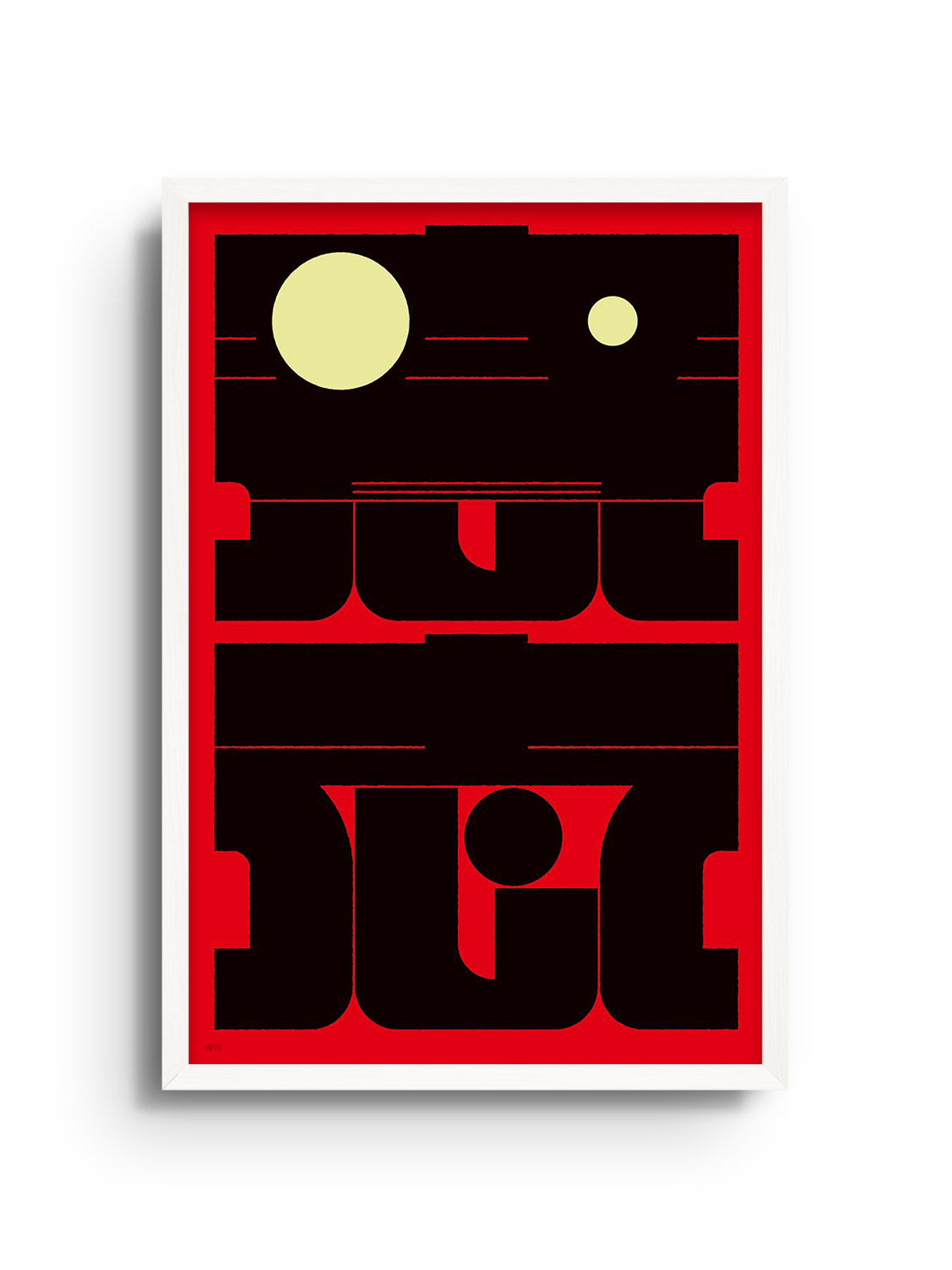 "意志 (Will)" by Kenichi Minami, fine art print in white frame, showcasing the artwork's vibrant textures and colors.