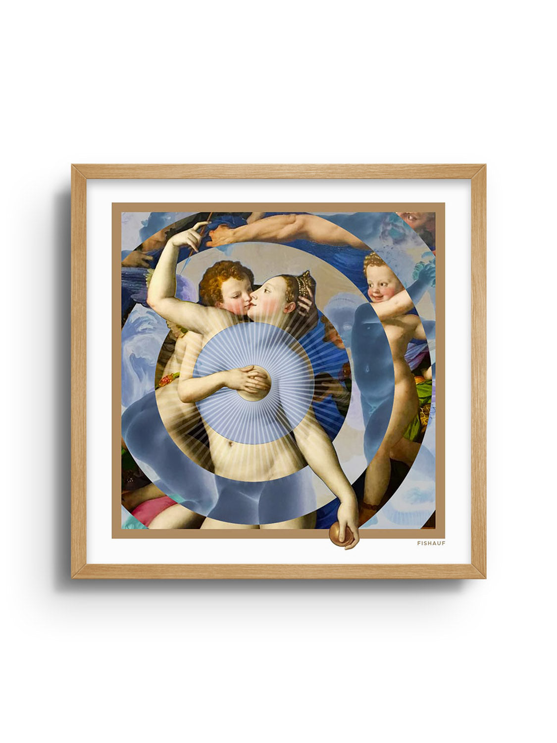 Fine art print "THE KISS" by Louis Fishauf in a Natural Frame. |frame=Natural Frame|