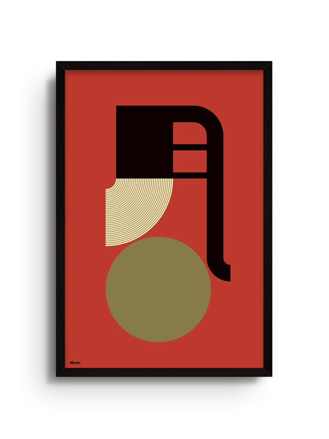 "月 (Moon)" fine art print by Kenichi Minami in a black frame, featuring a celestial night scene.