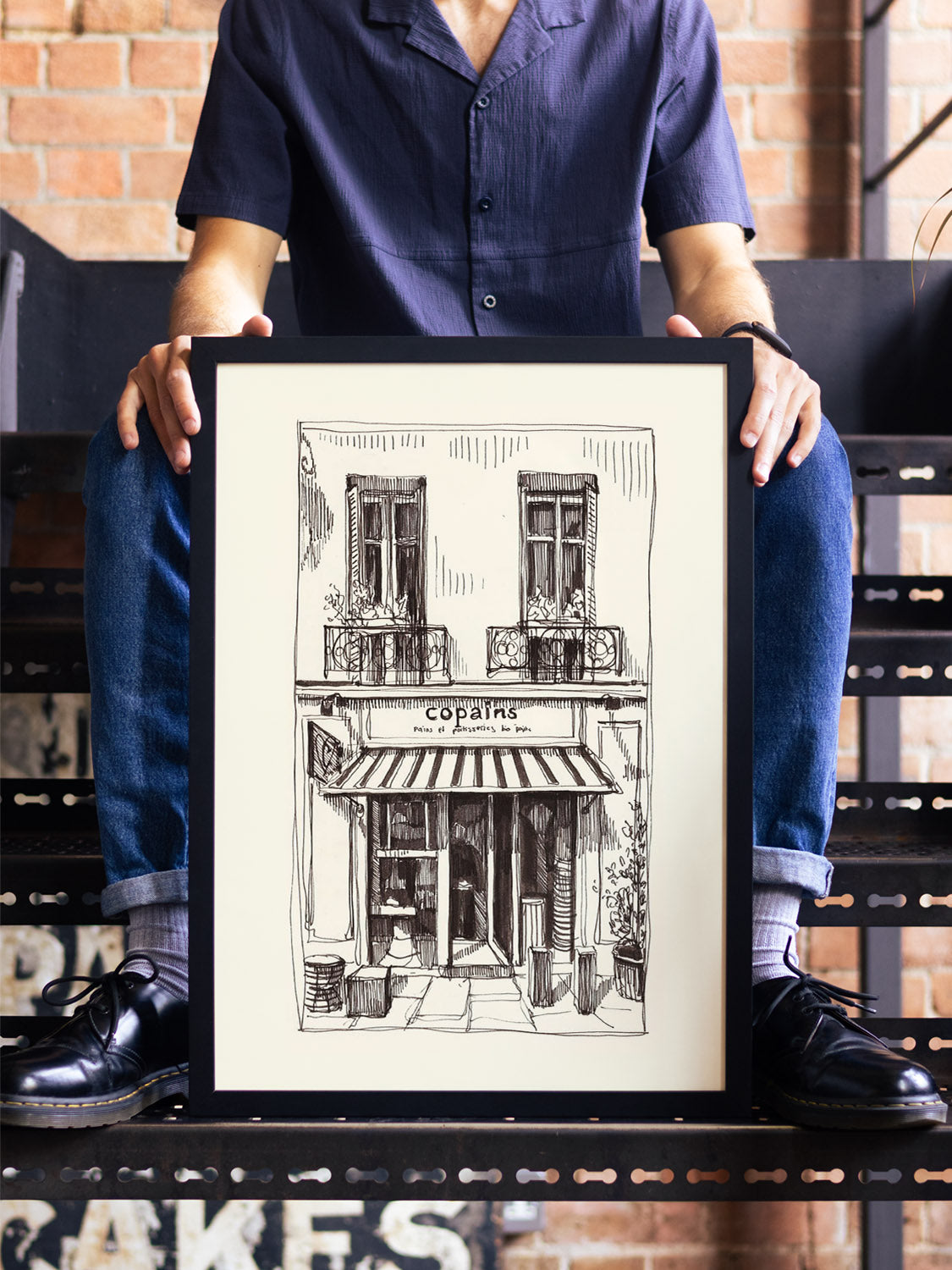 "Copains by Emma Louise, fine art print in black frame displayed in a styled interior setting showing contemporary decor" |type=lifestyle|