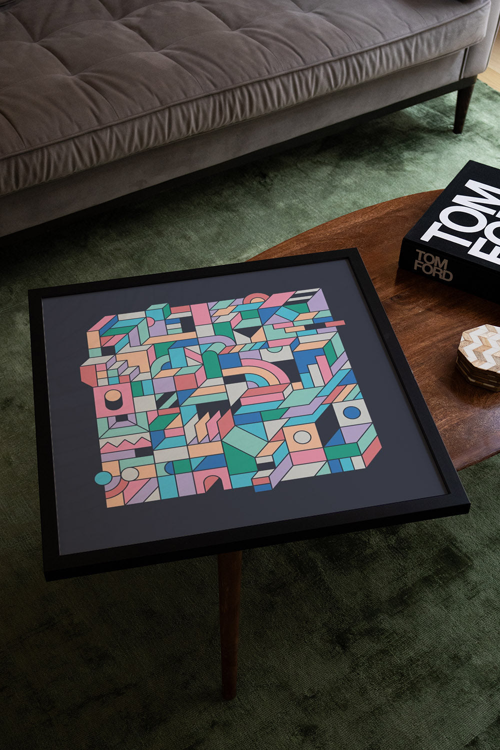 "Mental Block 10" by Rick Crane displayed in a styled interior, shown as a fine art print in a black frame. |type=lifestyle|