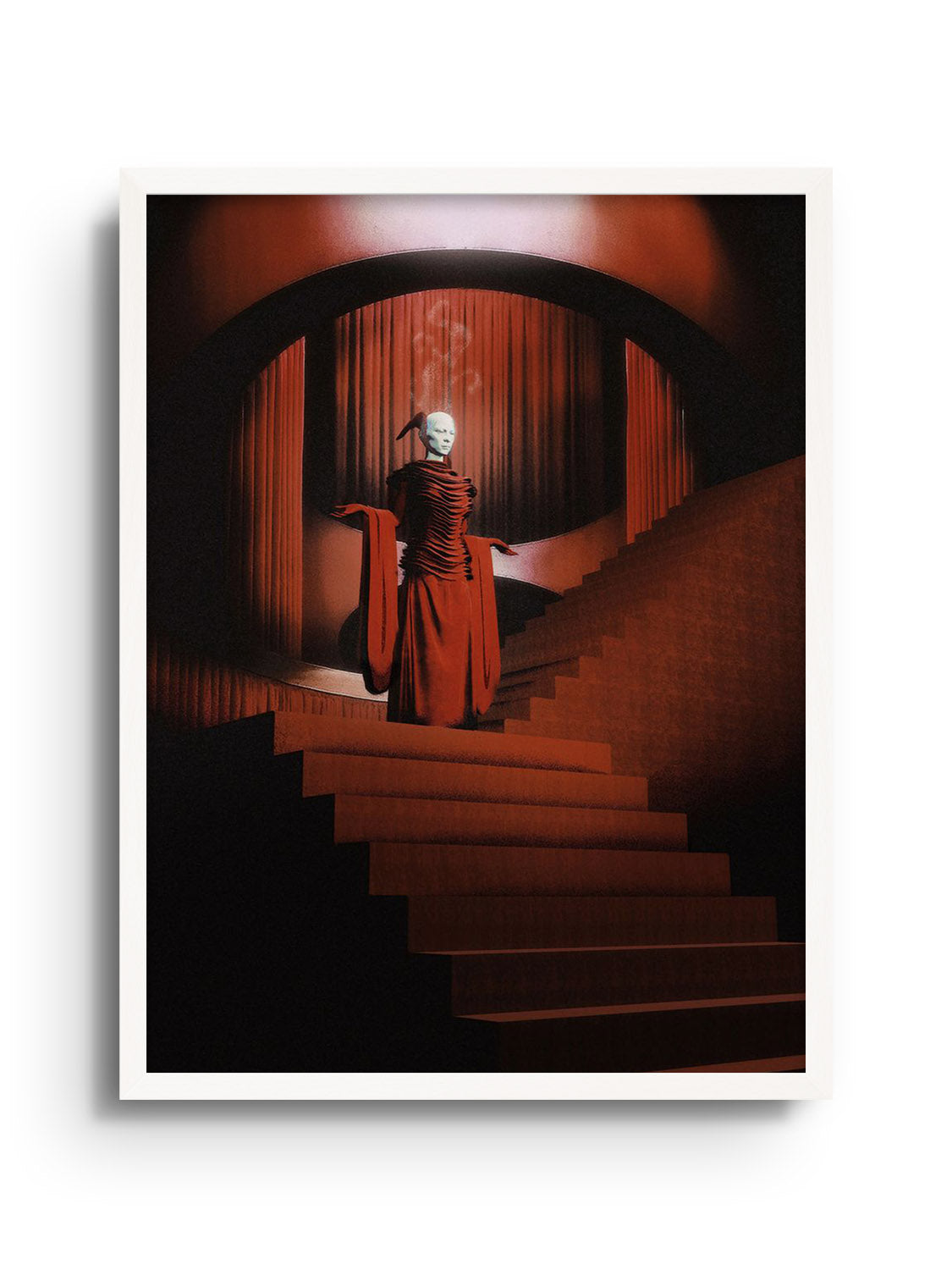 Fine art print "Night Raid" by Denisa Rahma displayed in white frame.