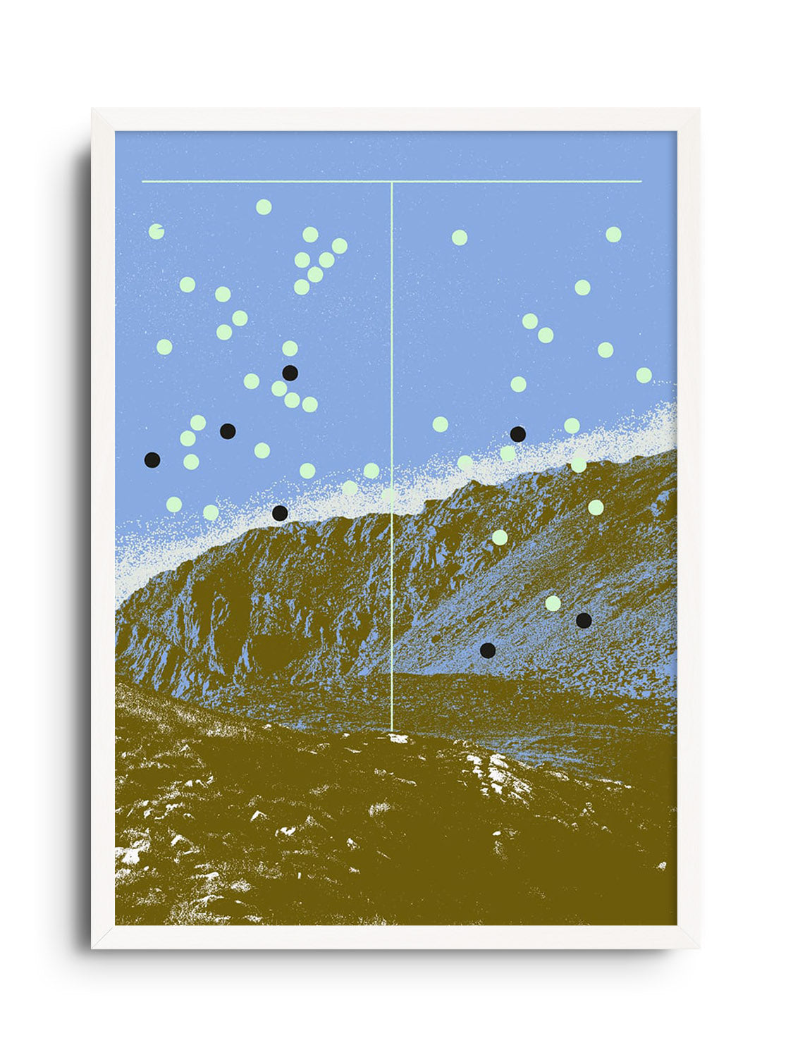 "Korab" by Dusan Lilic, fine art print in white frame displaying abstract mountainous landscape. |frame=White Frame|