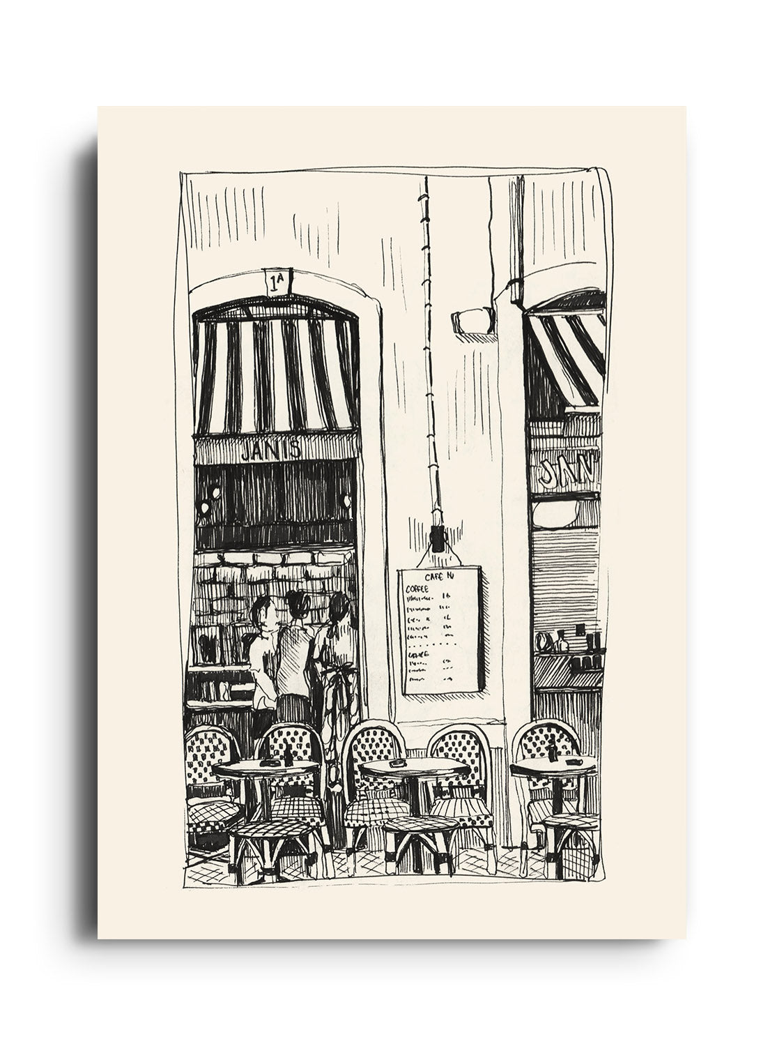 "Cafe Janis" by Emma Louise, fine art print displayed as an unframed print. |frame=Unframed|