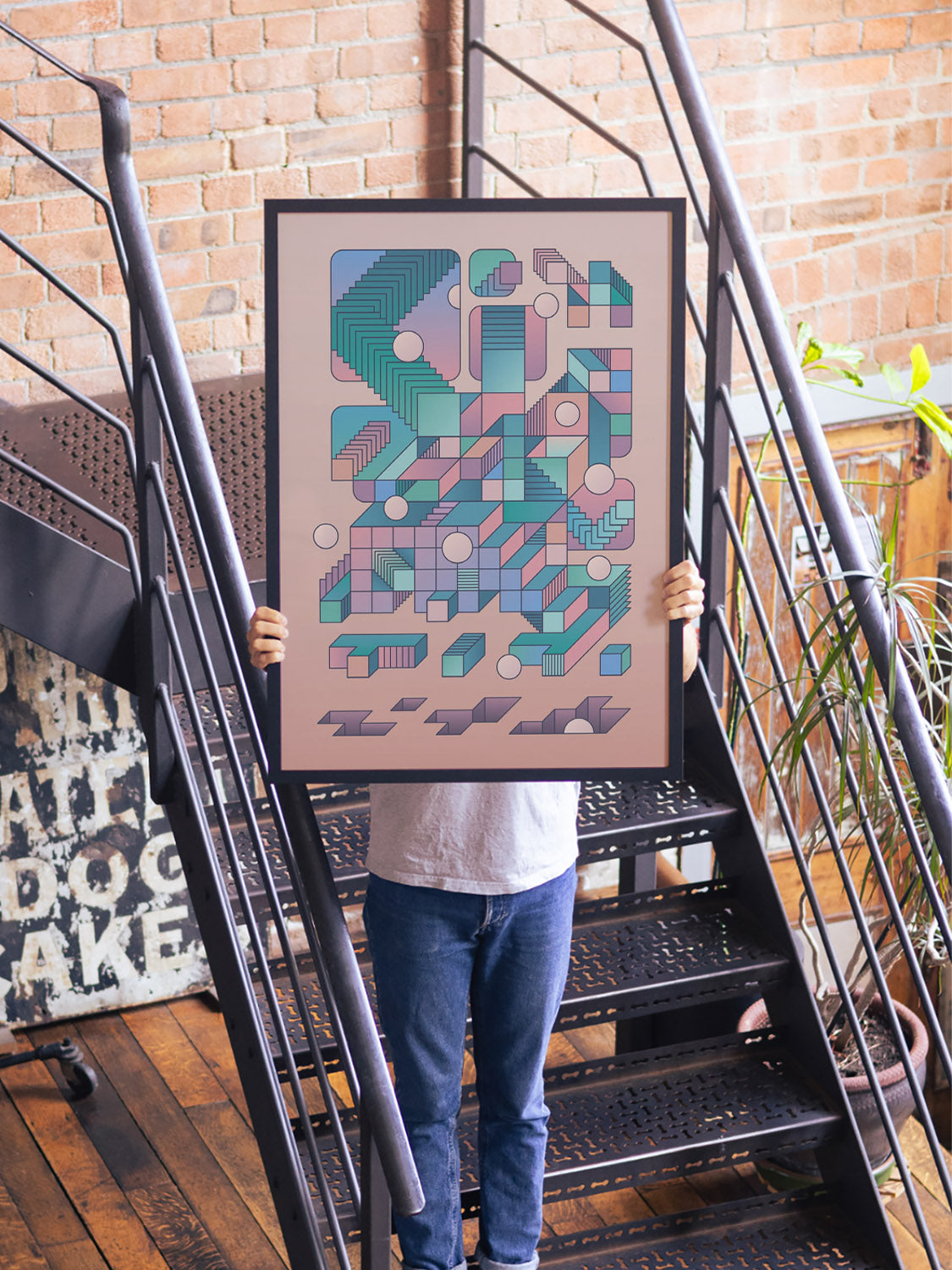 "Shape Shift 05" by Rick Crane, fine art print in black frame displayed in styled interior setting. |type=lifestyle|