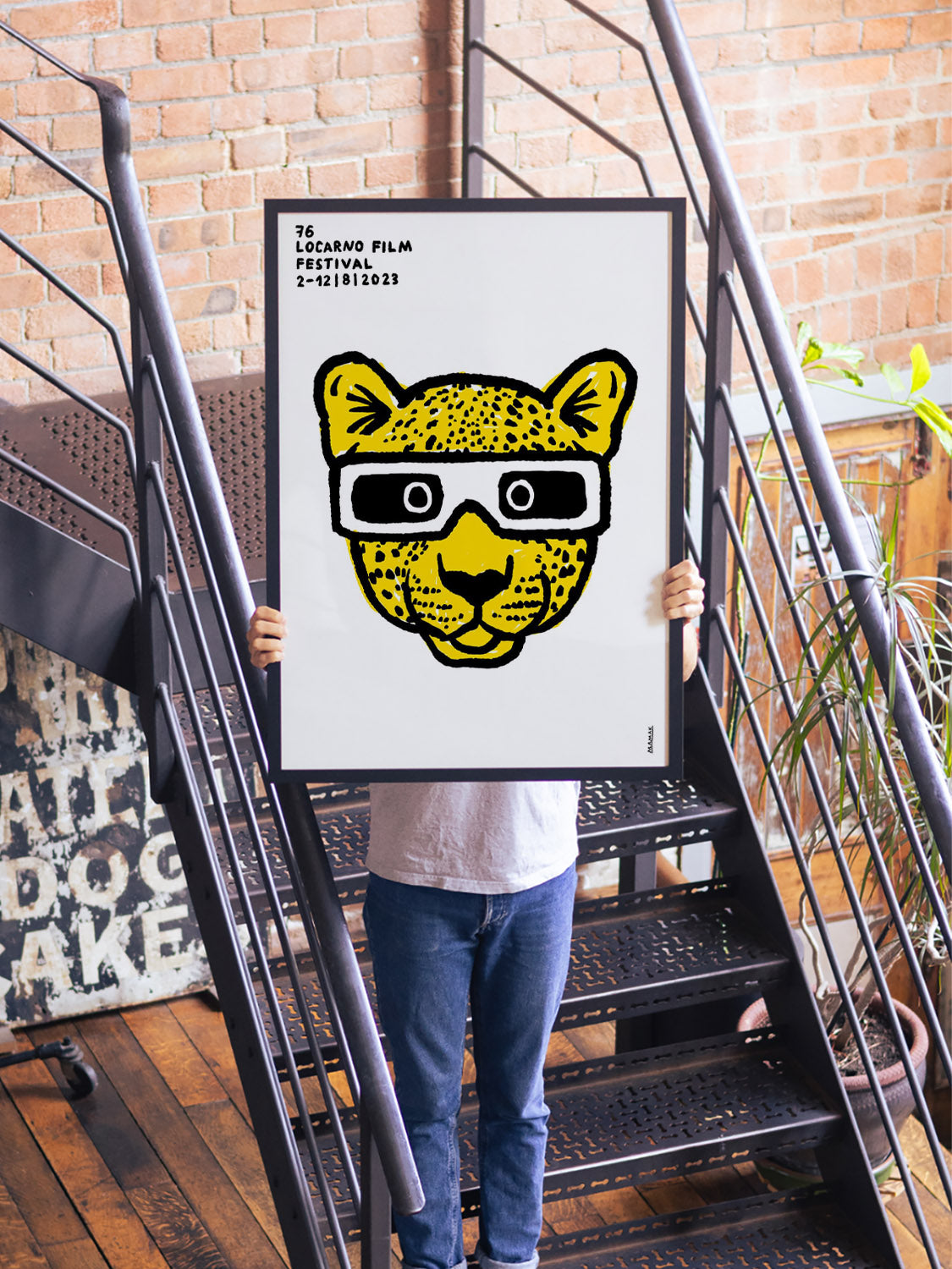 "76 Locarno Film Festival" by Bartosz Mamak, fine art print in black frame displayed in a stylish interior setting. |type=lifestyle|