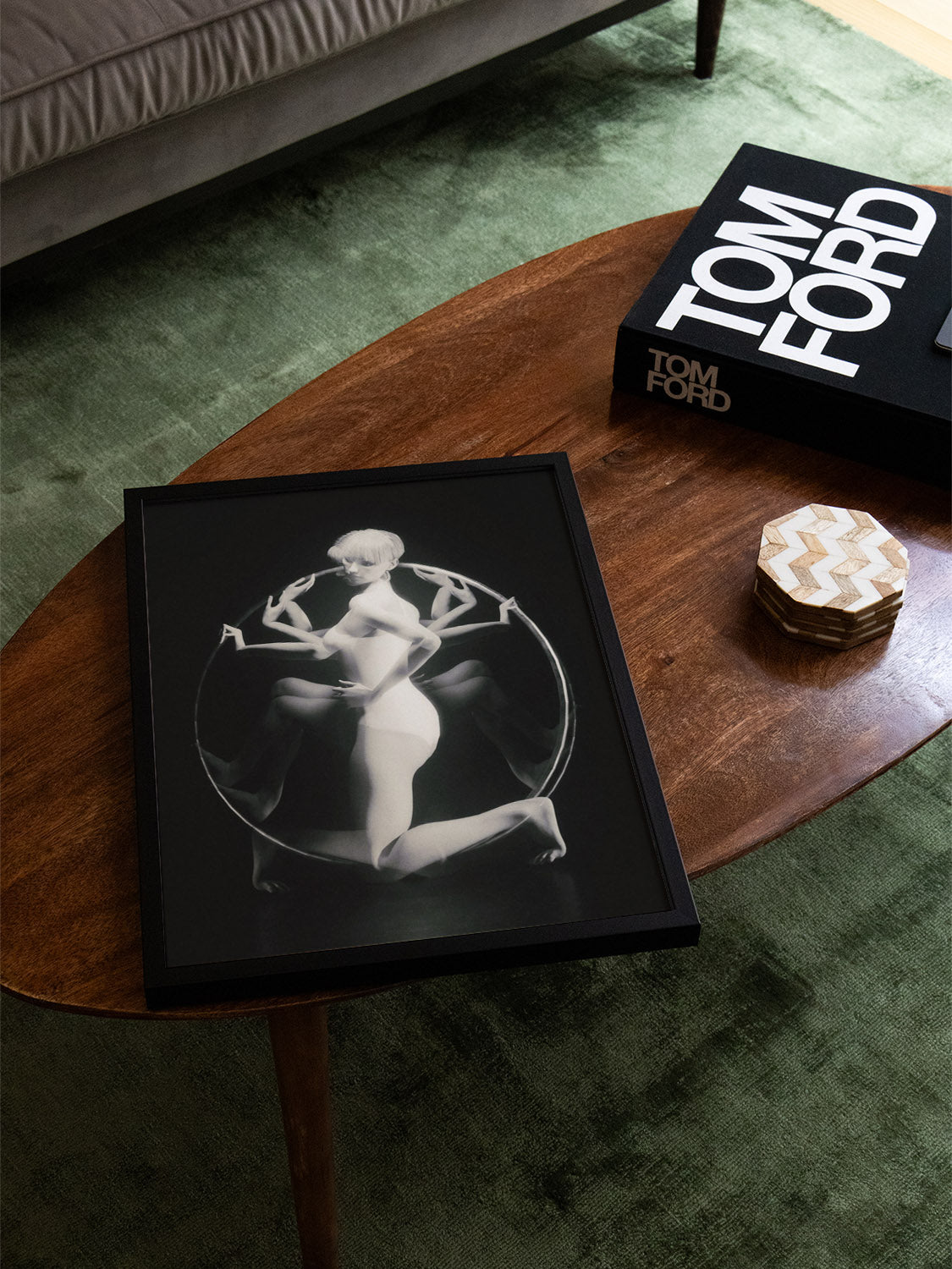 "Dancer in the Dark" by denisa rahma in black frame displayed in styled interior. Fine art print, modern aesthetic.