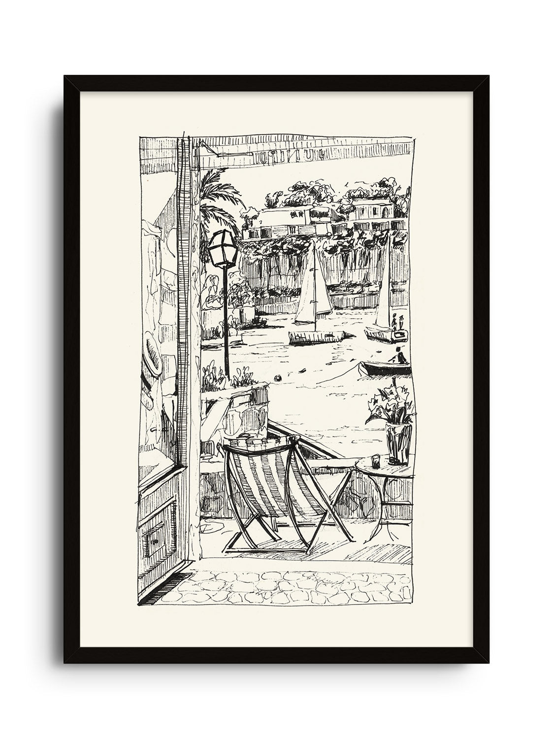 "Balcony In Italy" fine art print by Emma Louise in a black frame. |frame=Black Frame|