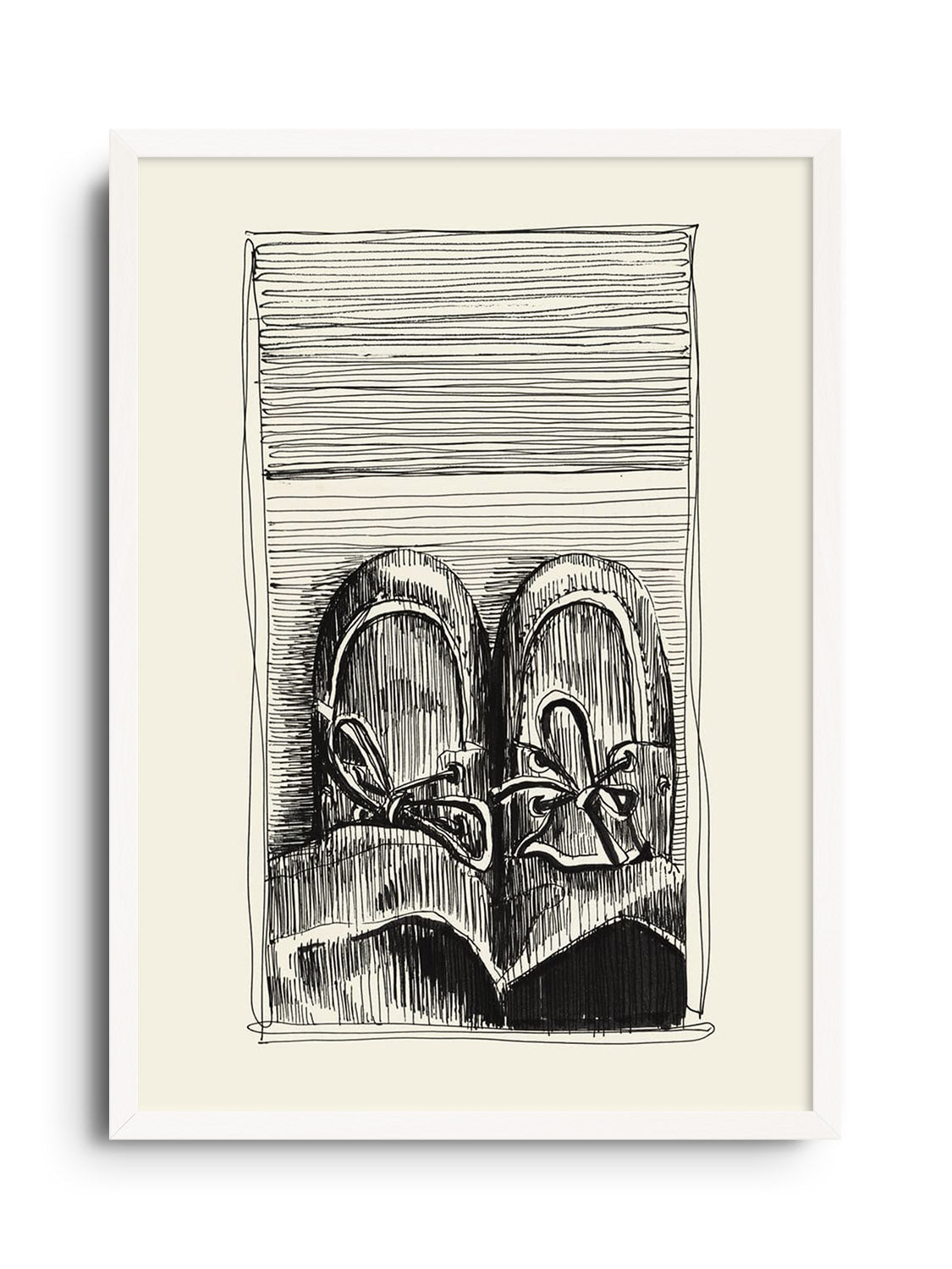 Fine art print "Shoes + Jeans" by Emma Louise in white frame. |frame=White Frame|