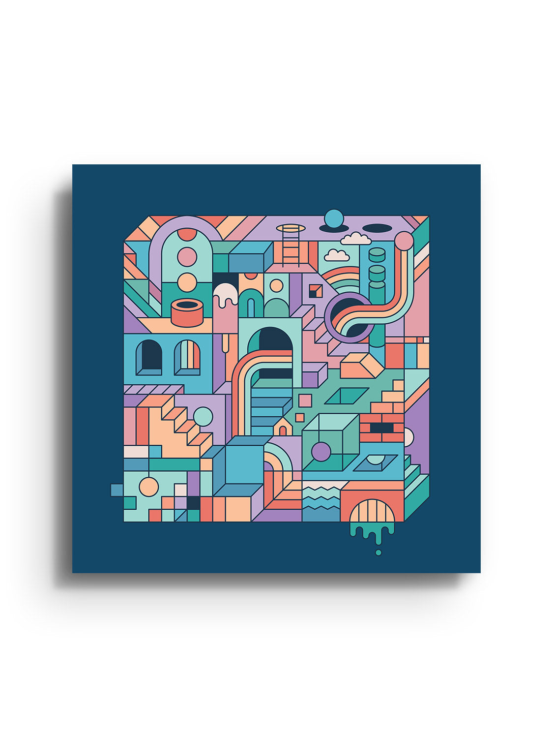 Unframed fine art print "Mental Block 1" by Rick Crane; contemporary artwork with abstract design. |frame=Unframed|
